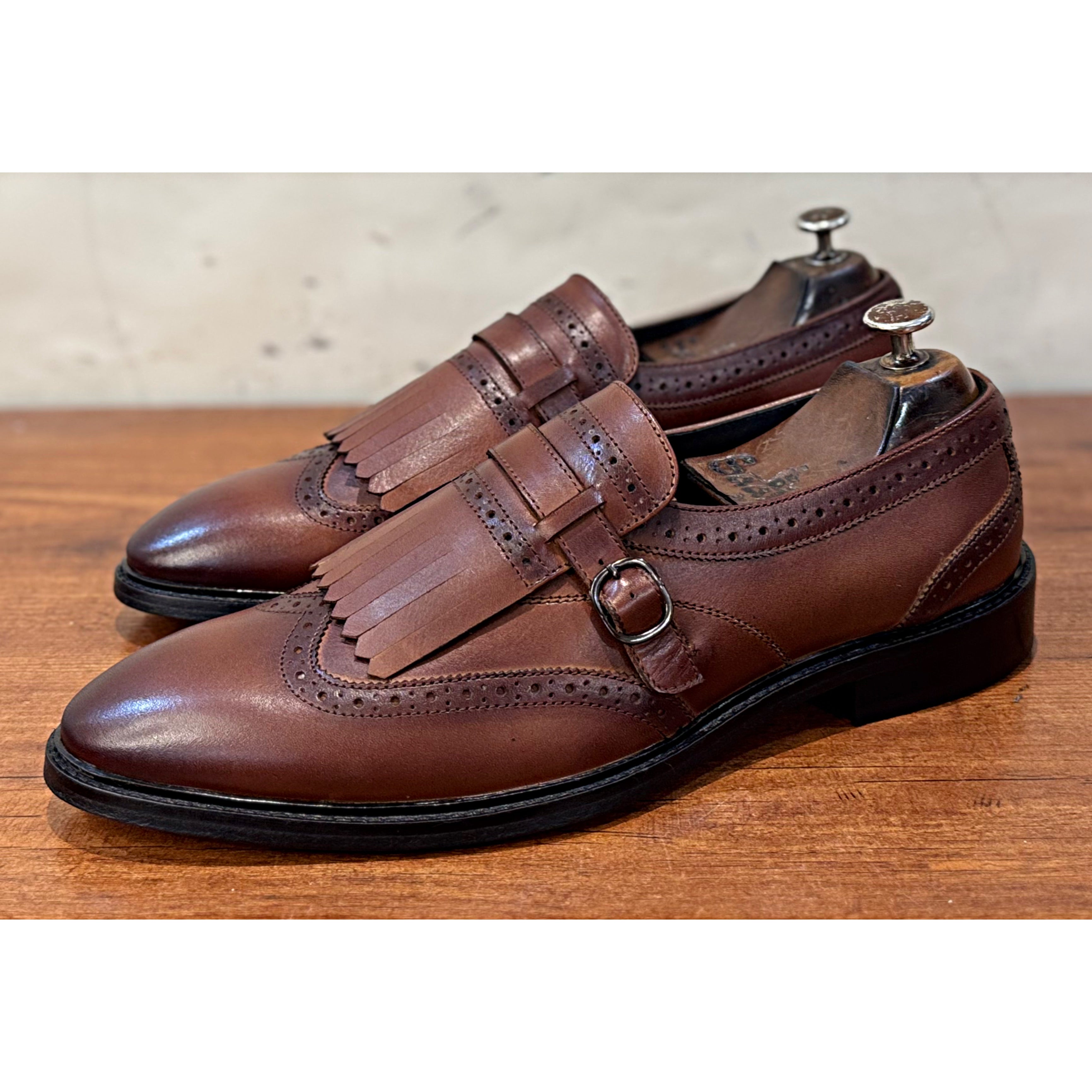 Wingcap Monk Loafers - Tan
