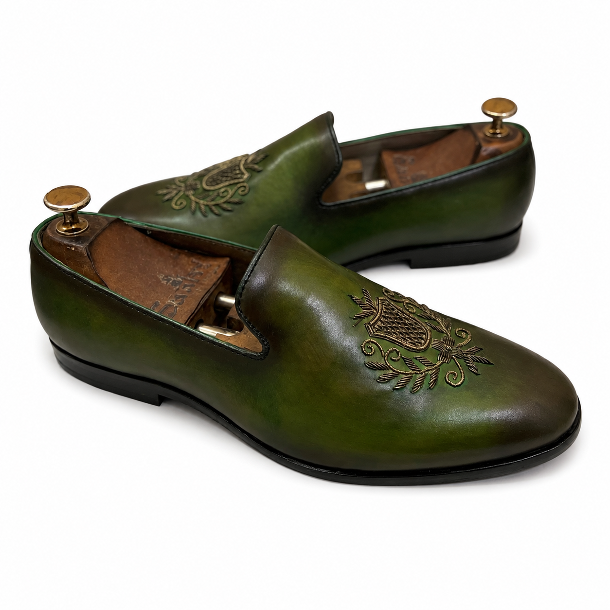 Emerald Crest Zardosi Slip-Ons