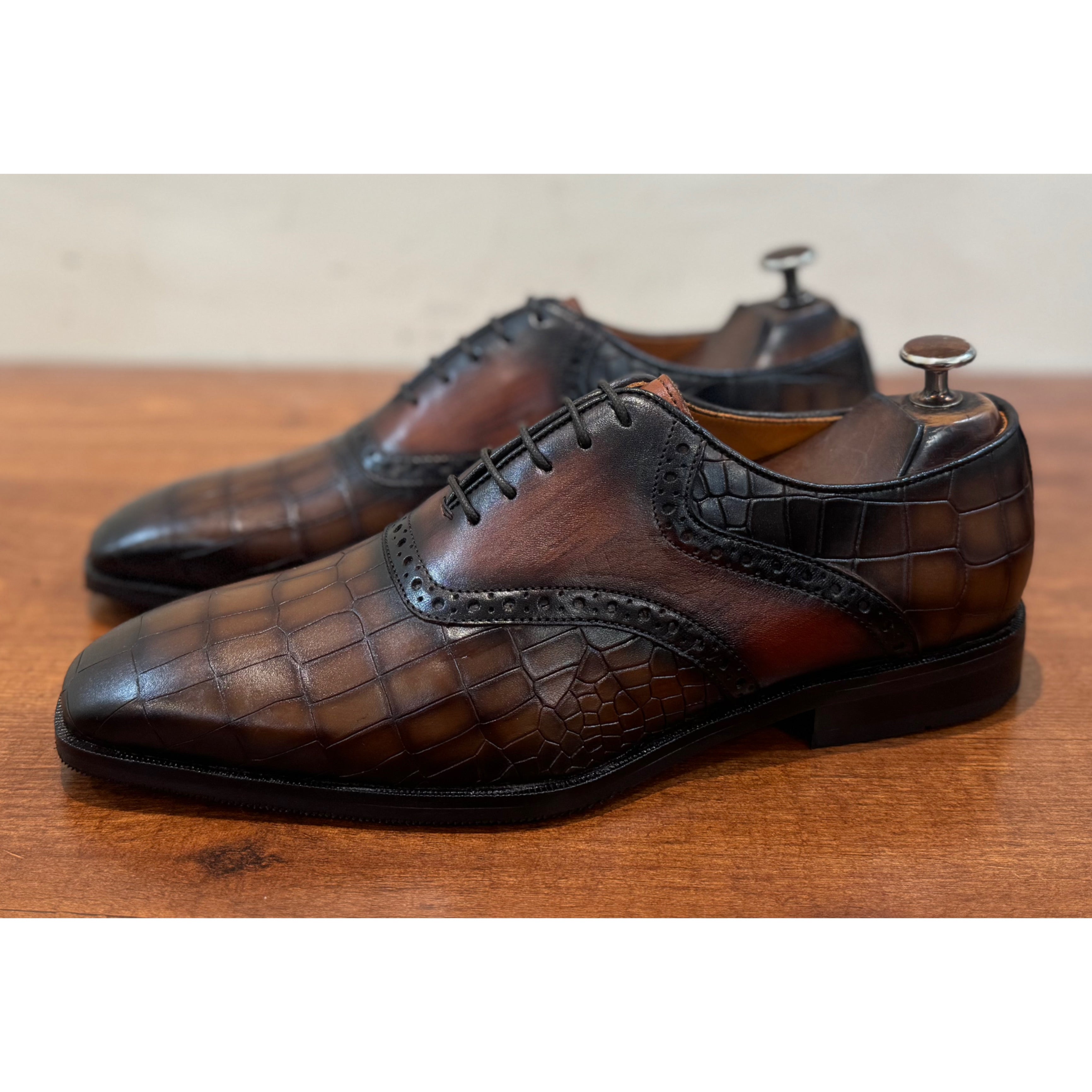 Spencer - Brown Croco Oxfords