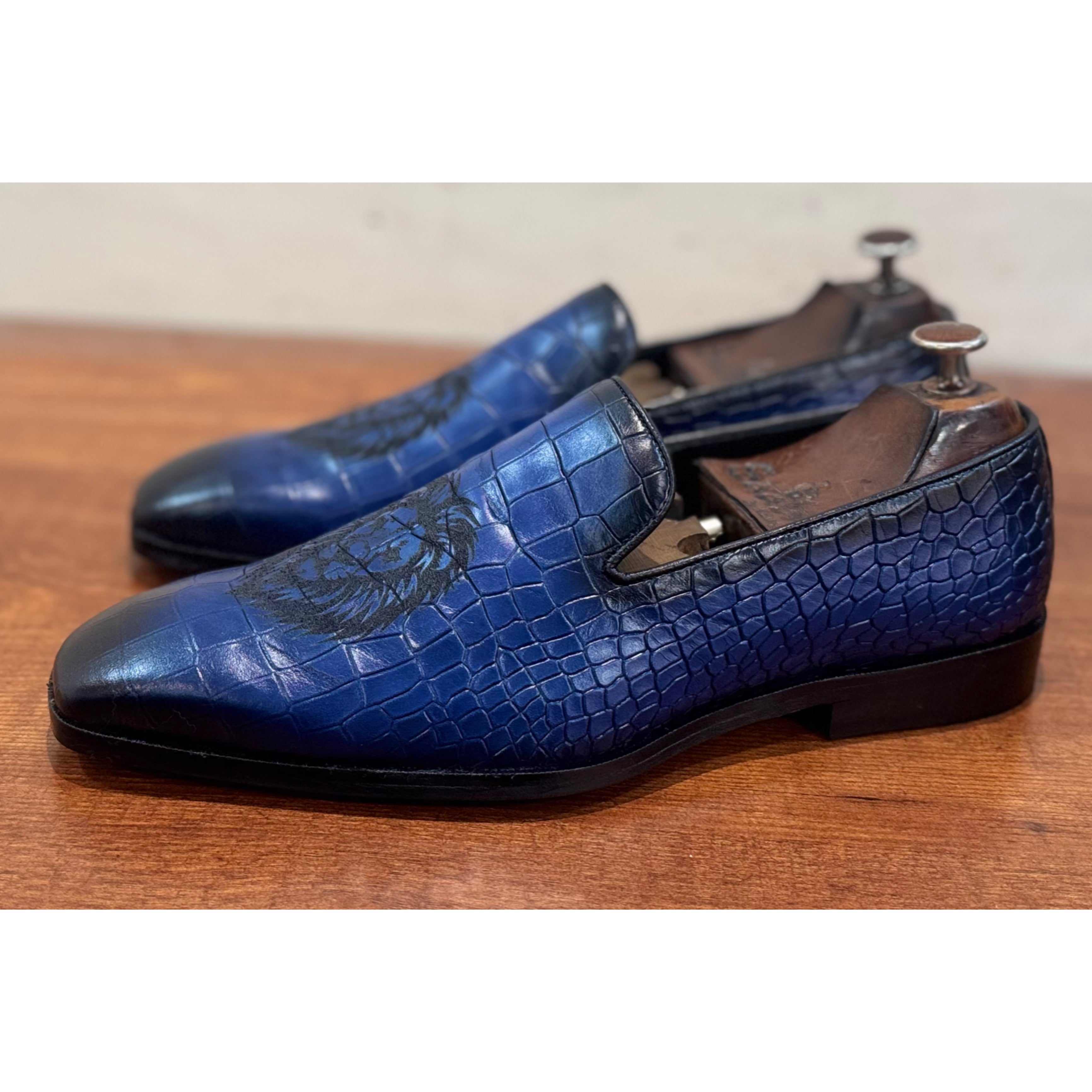 Blue Tiger Hand Finished Loafers