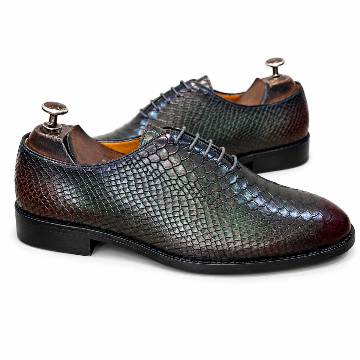 Iridescent Snake Embossed Leather Oxford