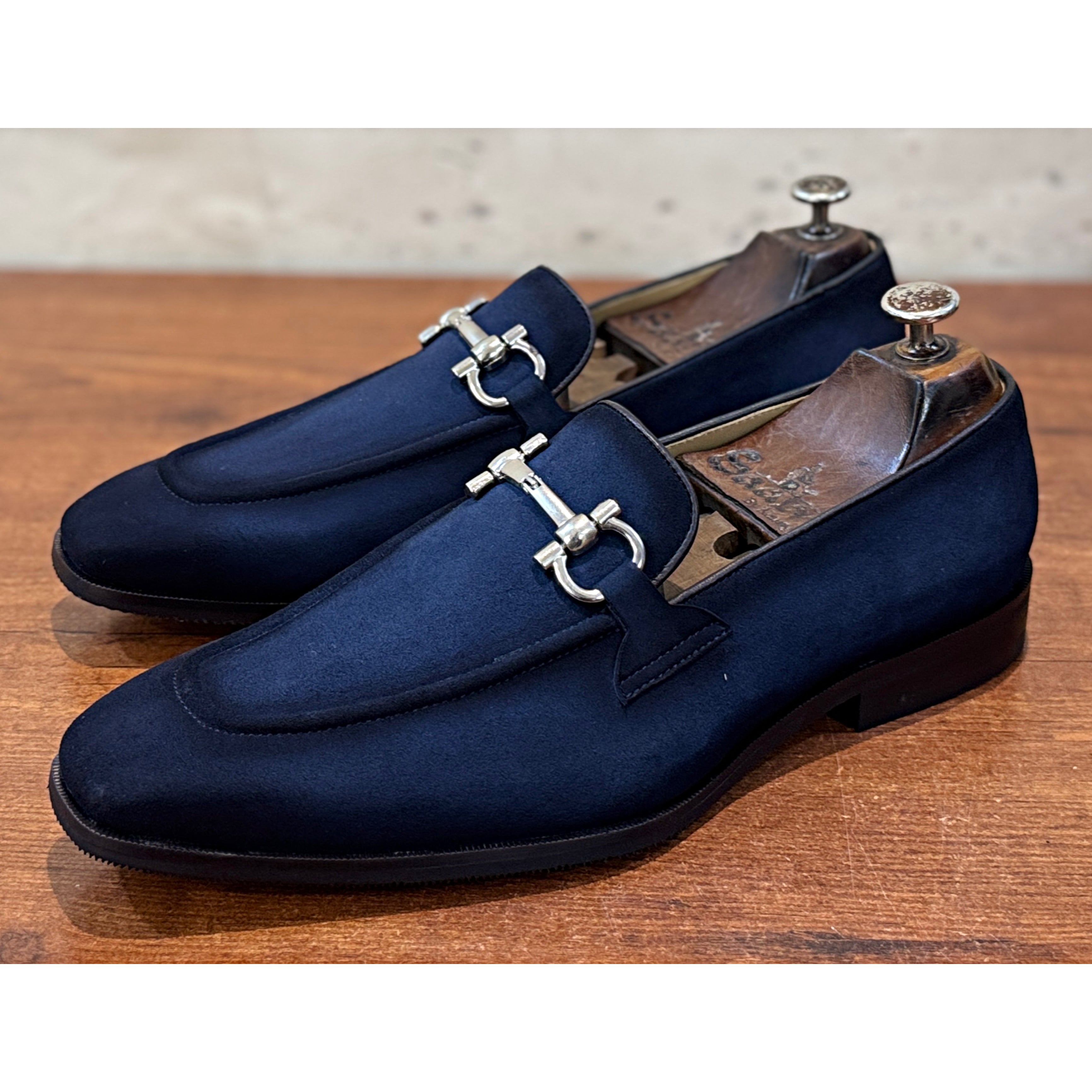 The Midnight Riviera – Navy Suede Horsebit Loafers