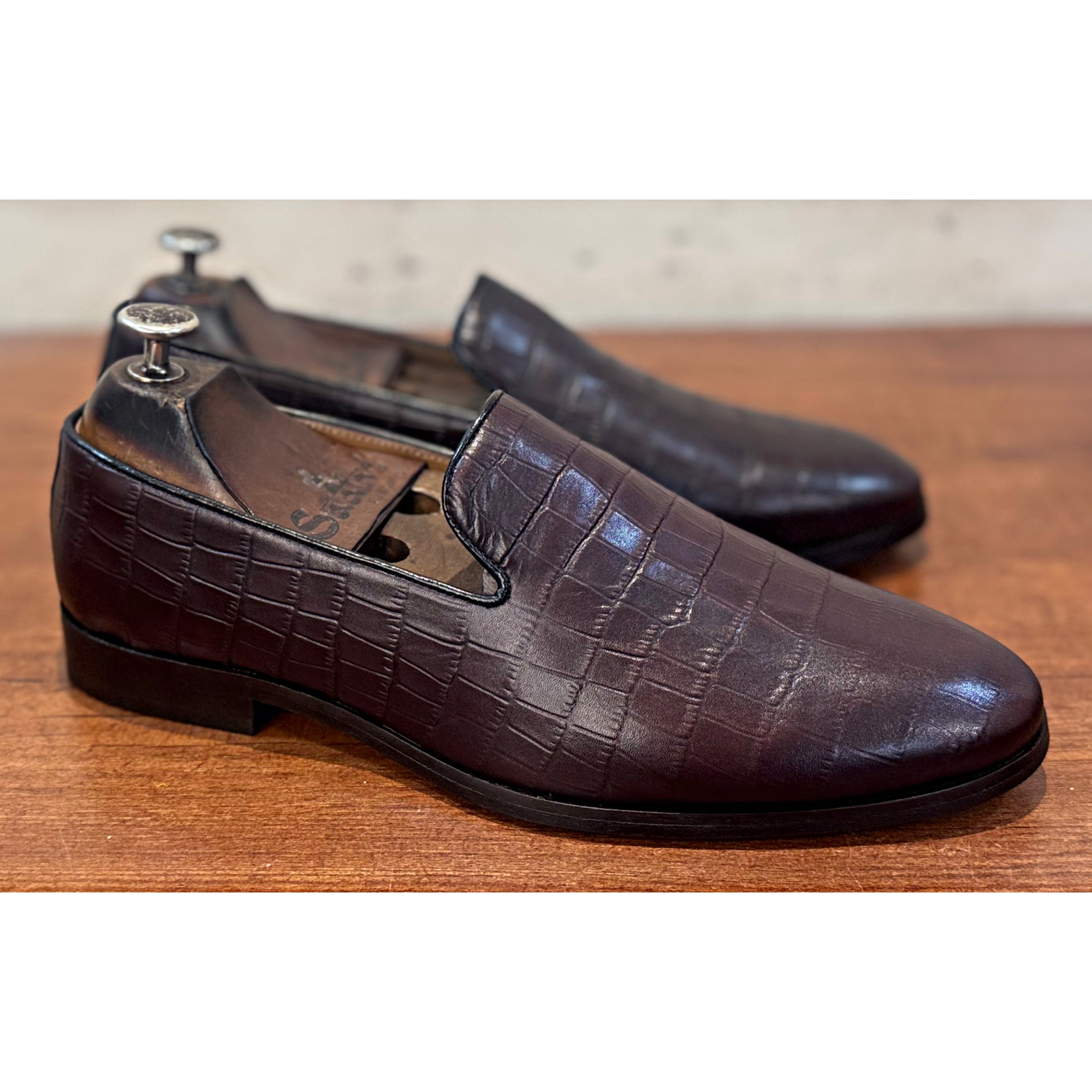 Brown Croco Loafers