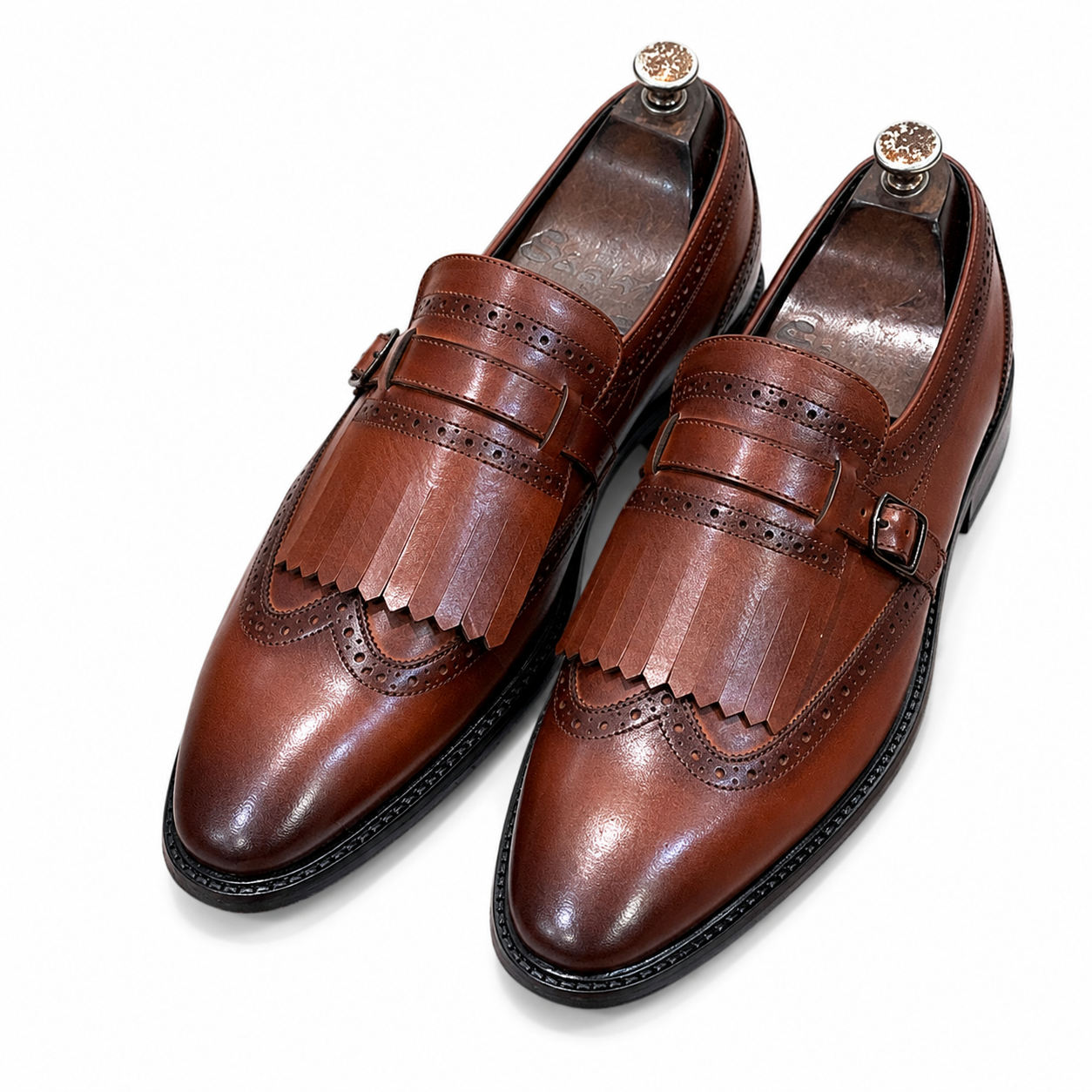 Wingcap Monk Loafers - Tan