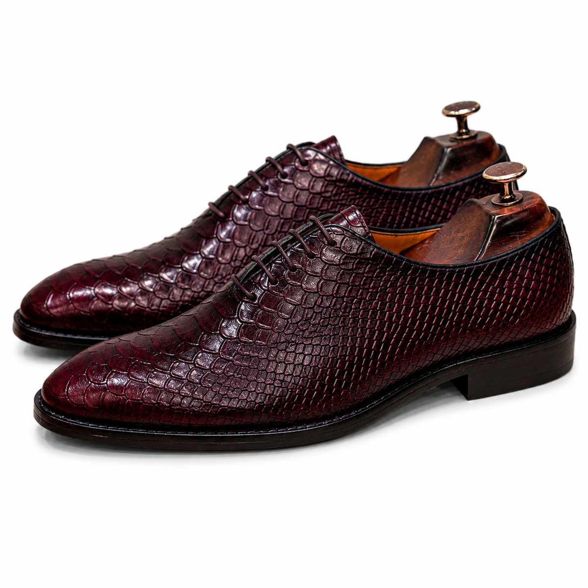 Bordeaux Snake Embossed Oxford