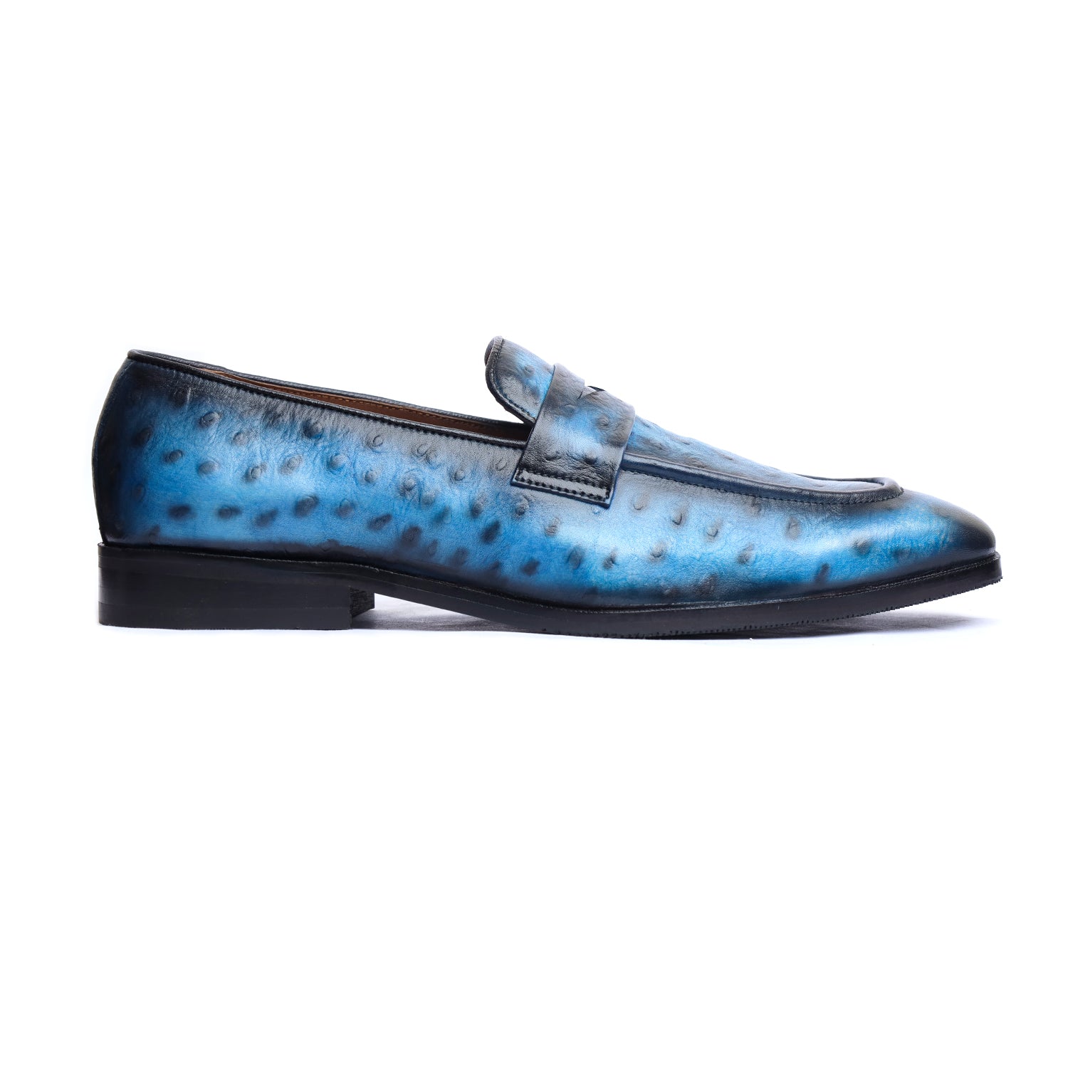 Ostrich Penny Loafers Blue