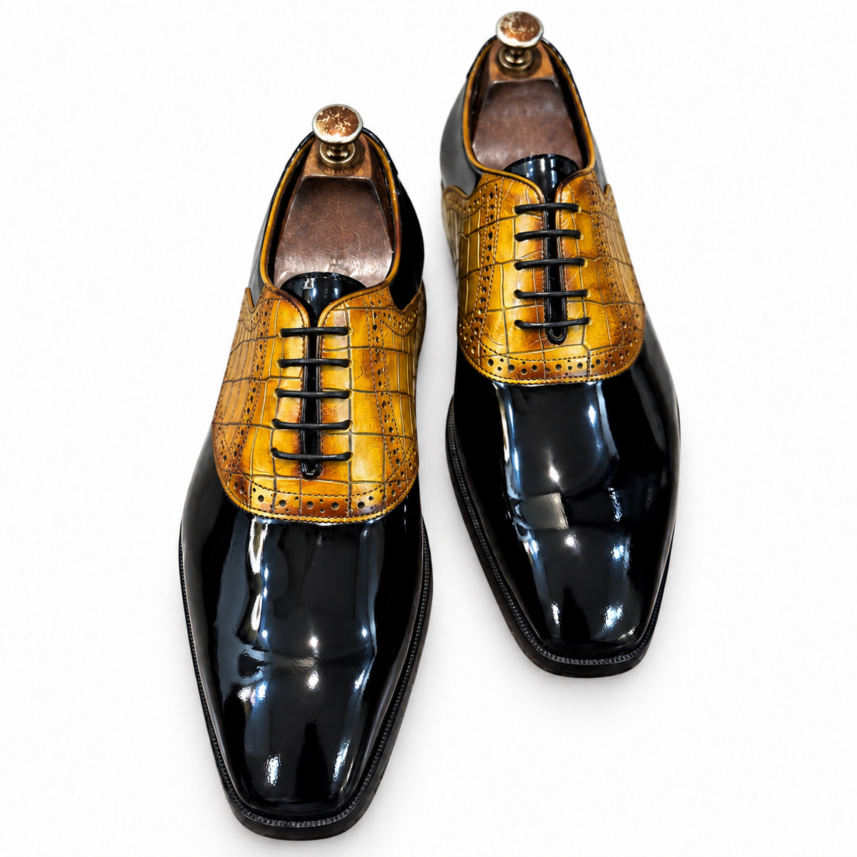 Noir Aureum Croco Oxfords