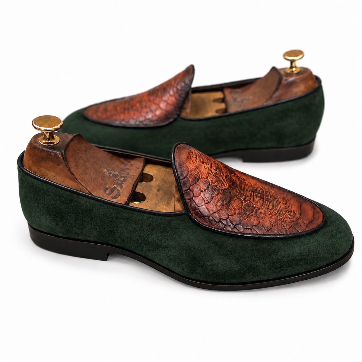Verde Cognac Royale Patterned Loafers