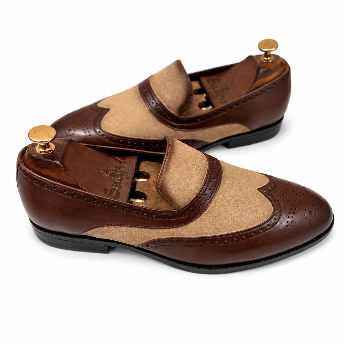 Regal Tan & Brown Wingtip Penny Loafers
