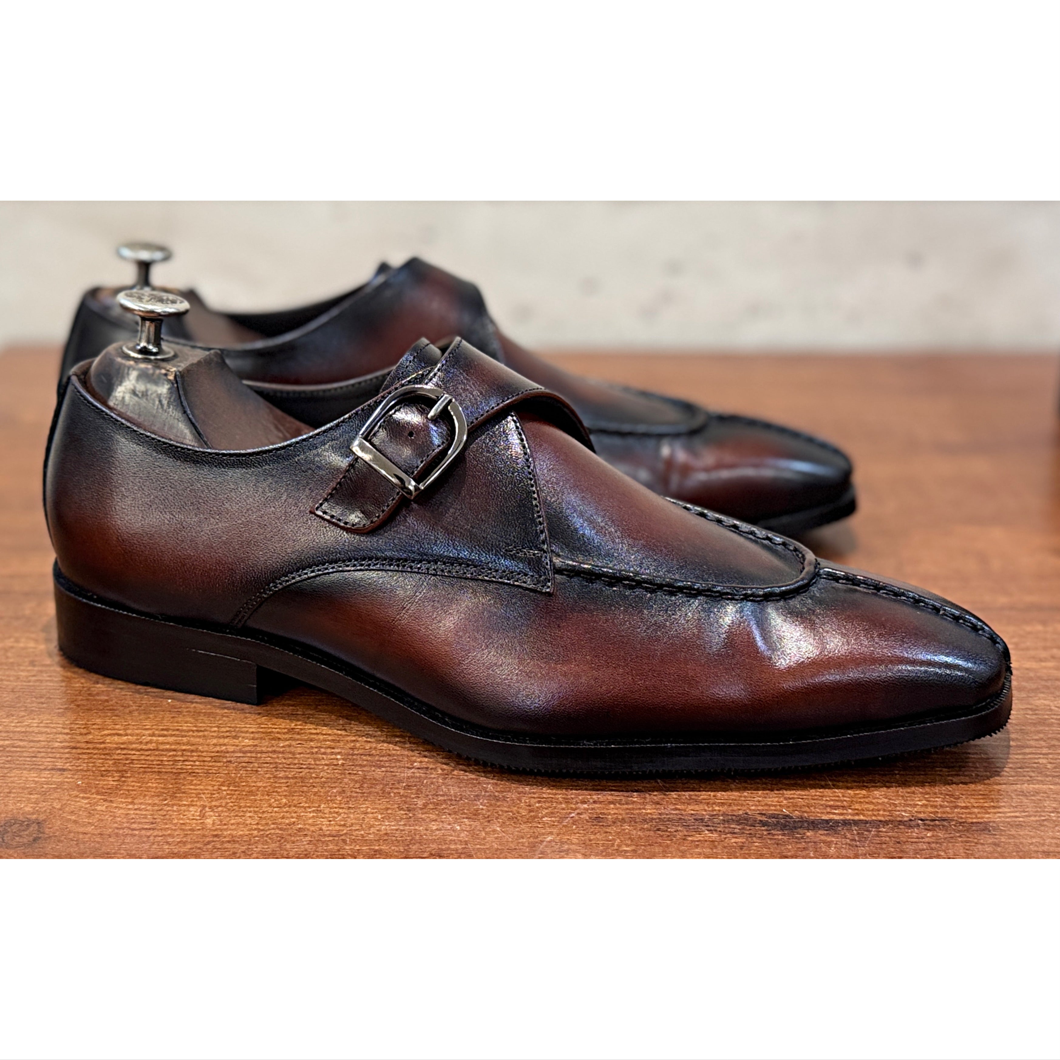 Savile Row Belgian Apron Monk Shoes – Marrone Espresso