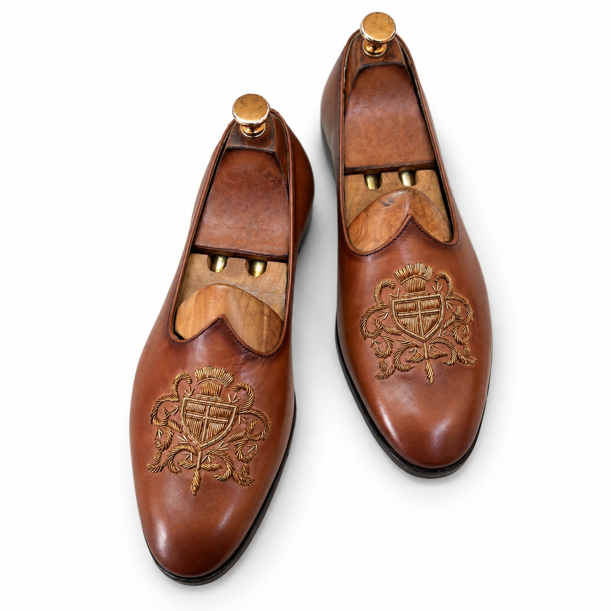 Tan Jalsa With Crown Hand Embroidery