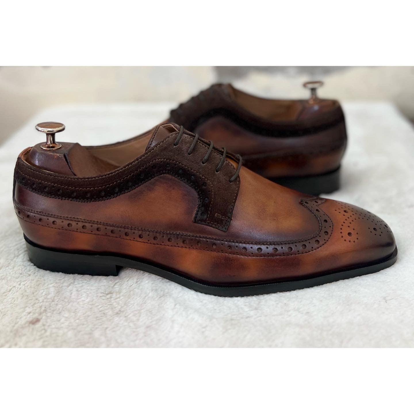 Wingtip Brogue Hand Patina Brown