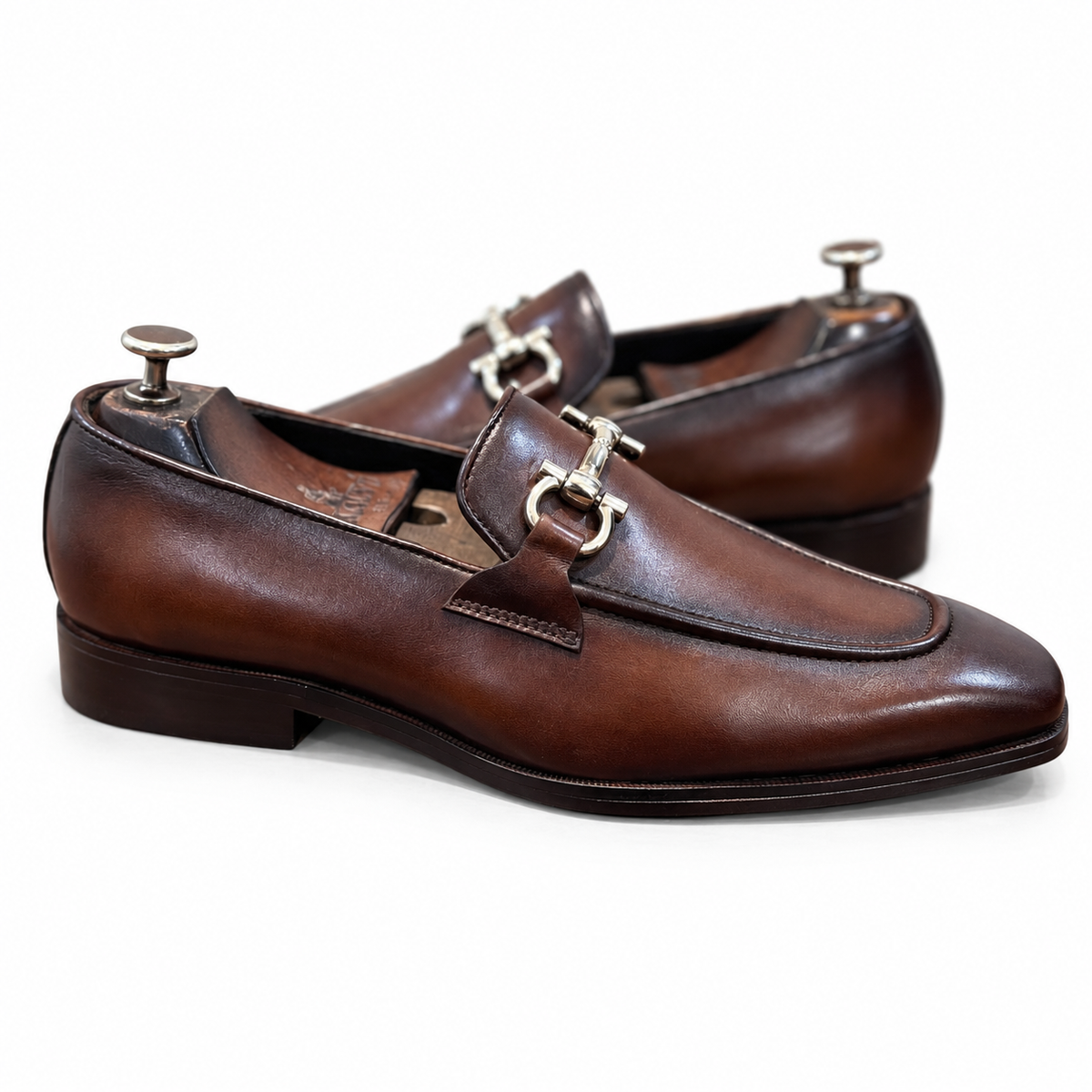 Regal Brown Hand-Patina Horsebit Loafers