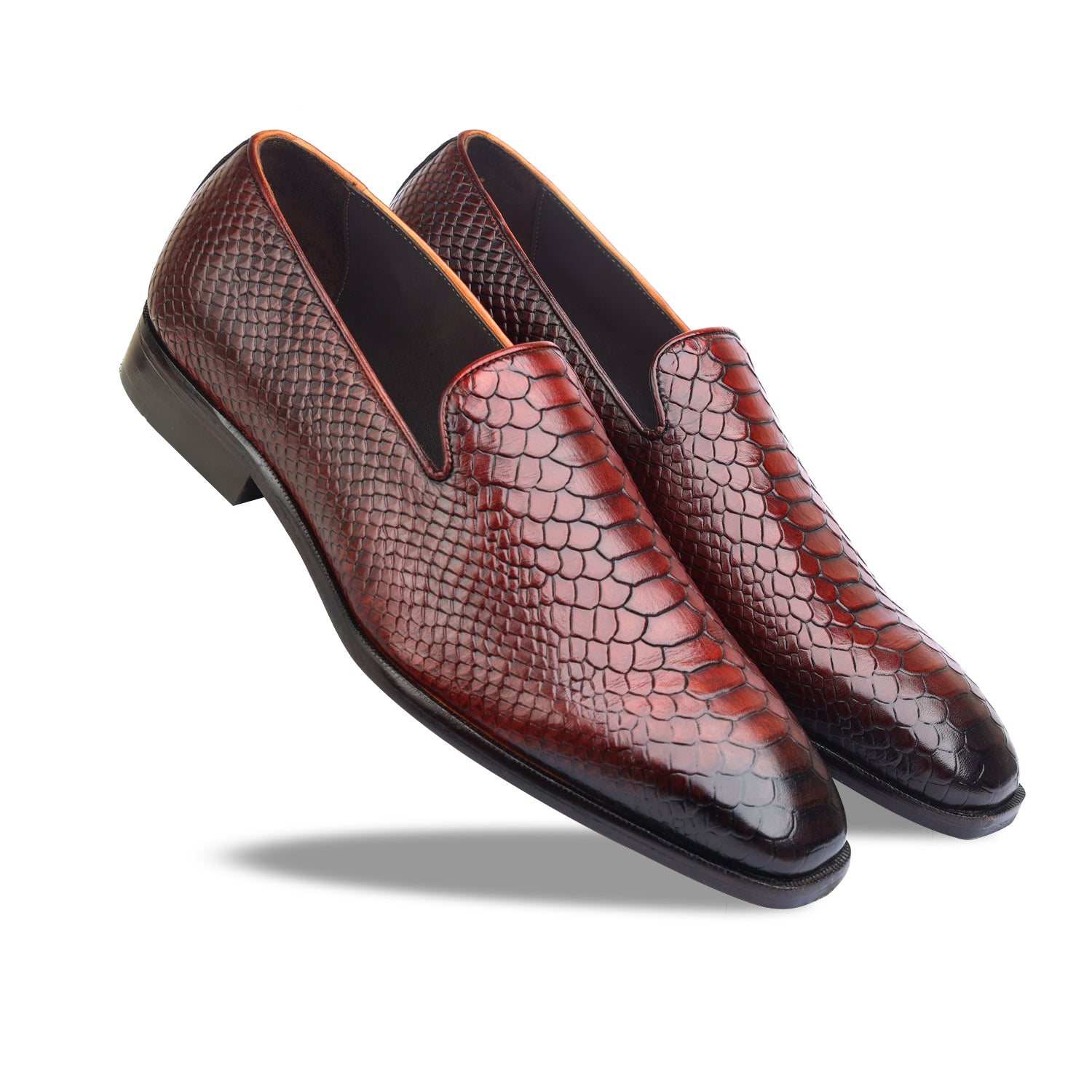 Python Embossed Loafers Bordo