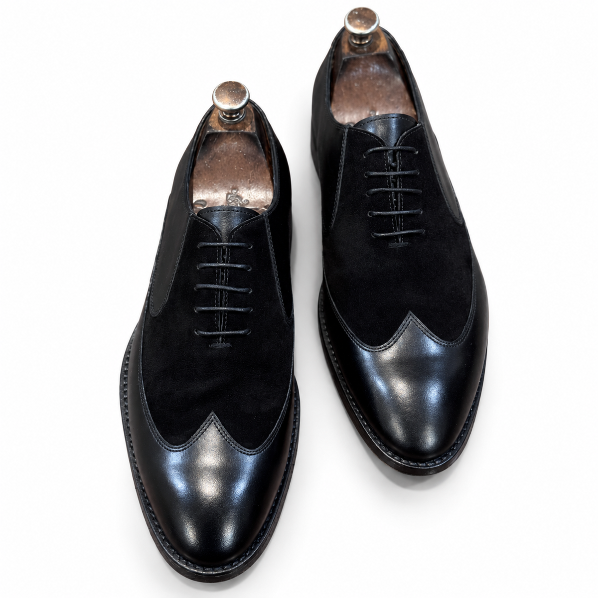 Noir Suede Panel Oxford Shoes