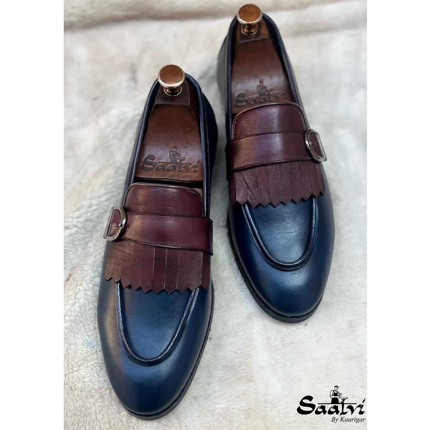 Blue Loafers With Fringes