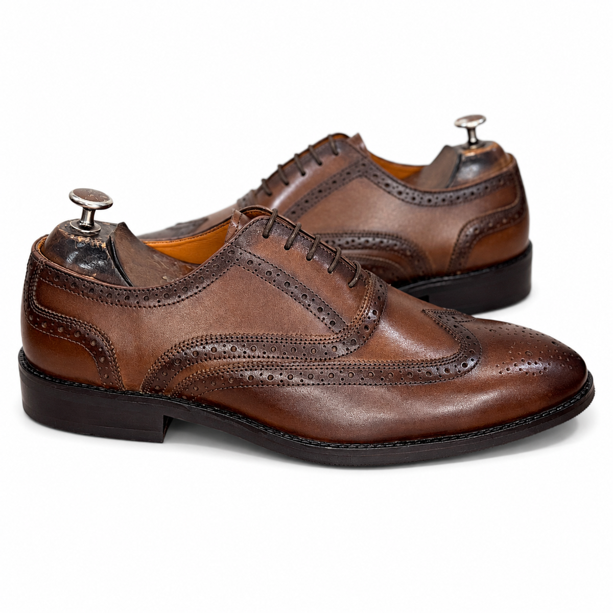 Classic Brown Wingtip Brogue Leather Oxford Shoes