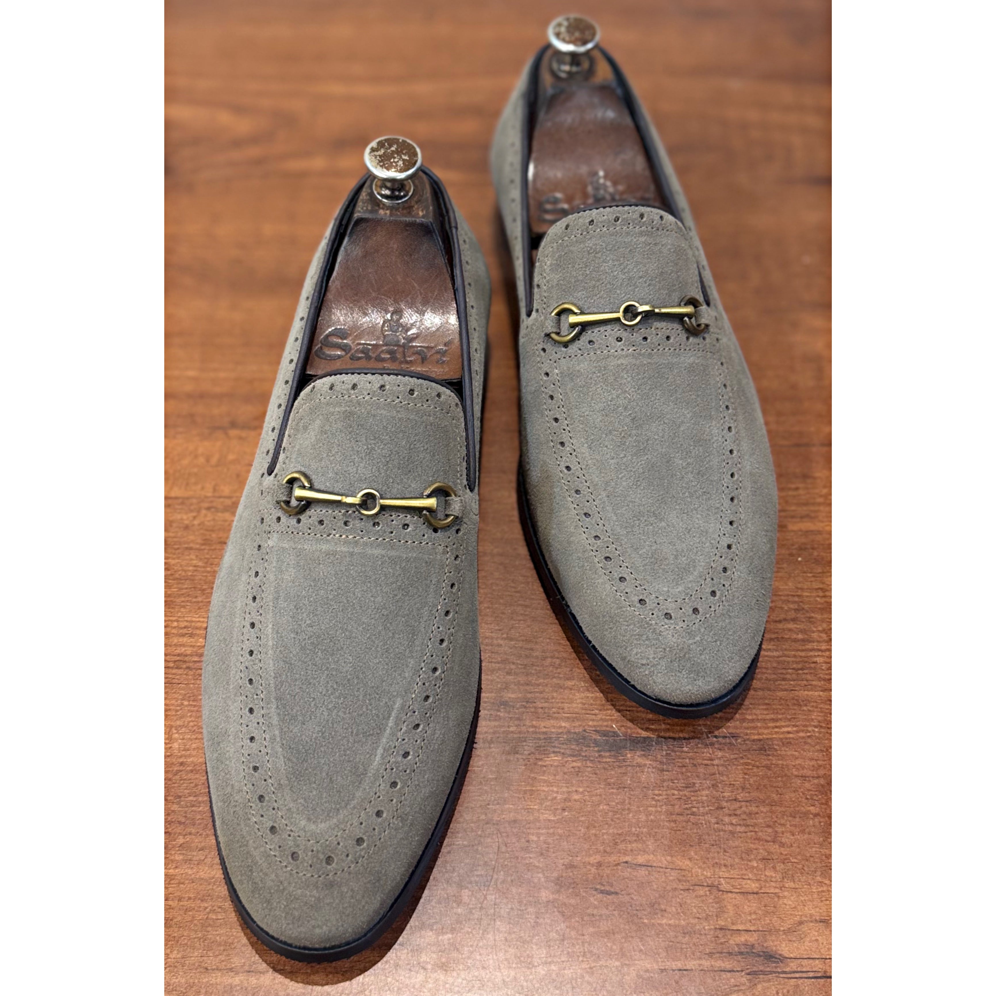 Semi Brogues Grey Suede Loafers