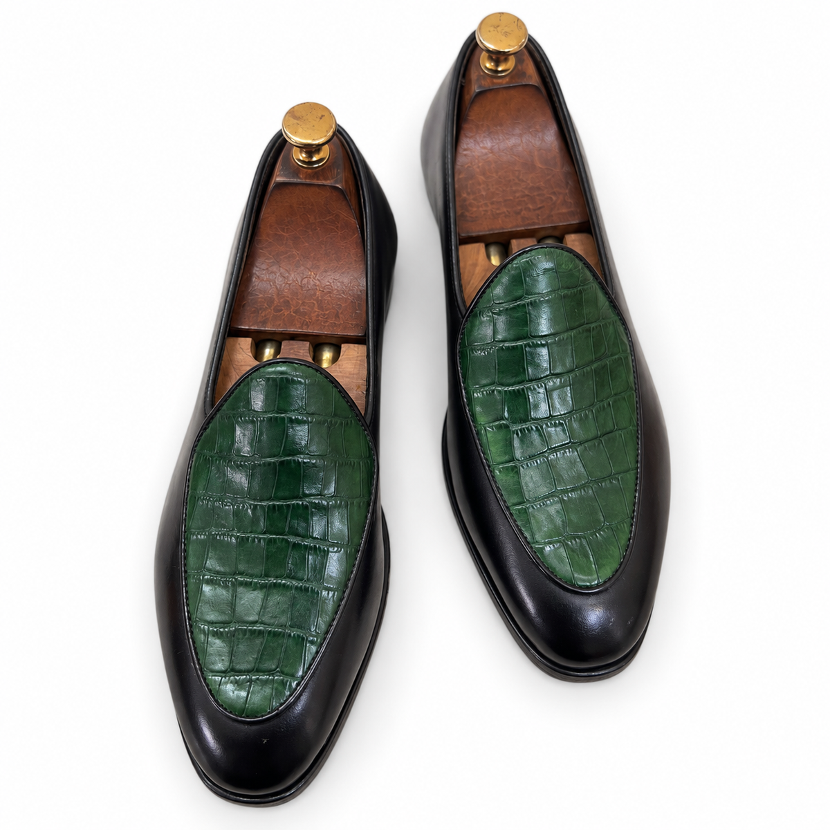 Emerald Croco Belgian Loafers
