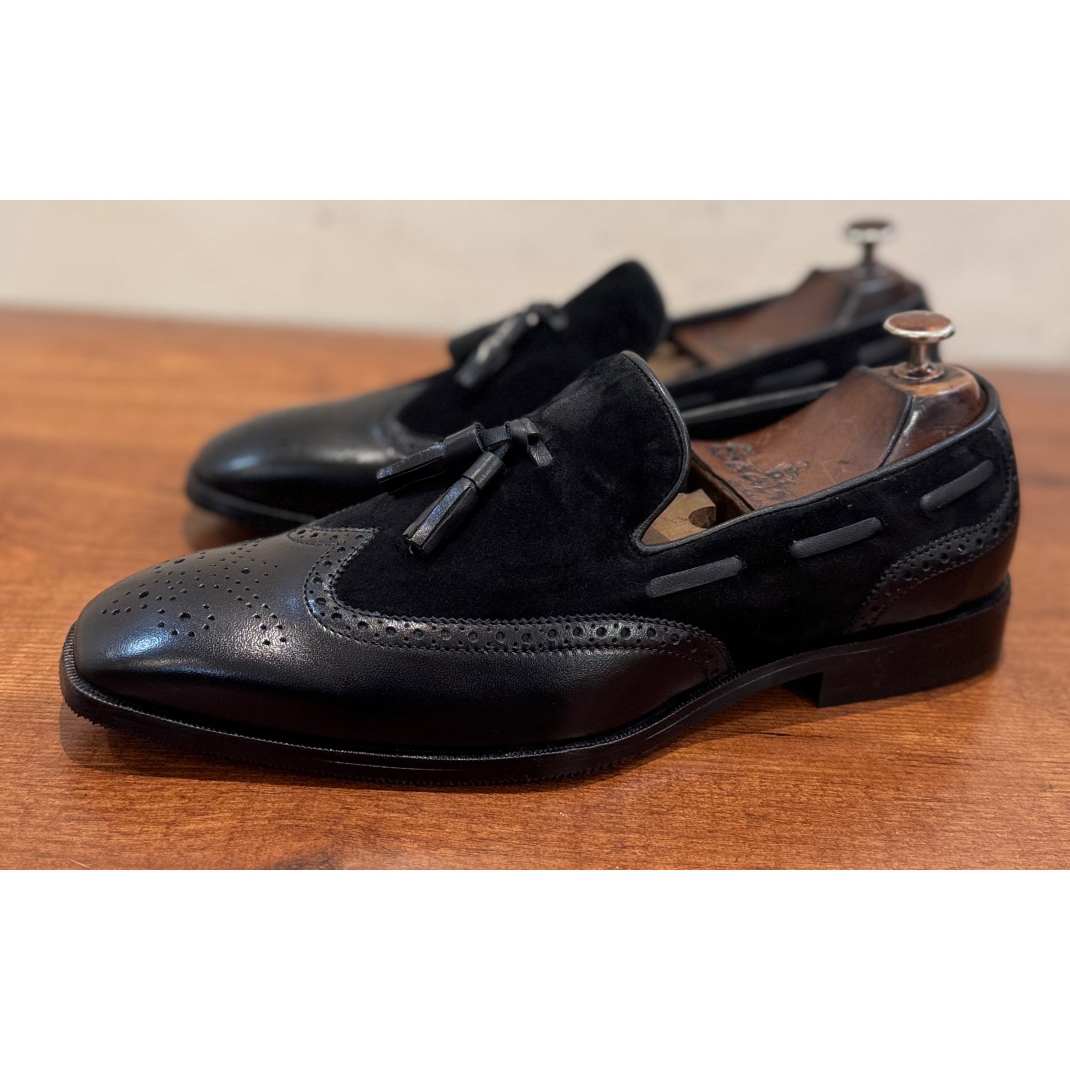 Brouge Combination Loafers - Black