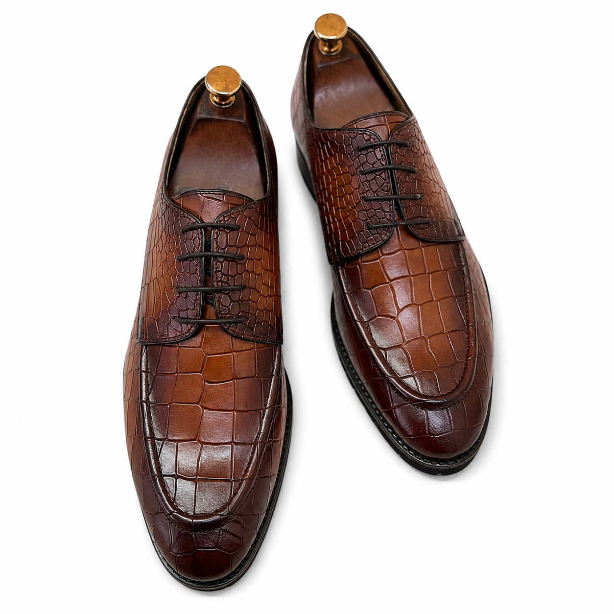 Cognac Croco Derby
