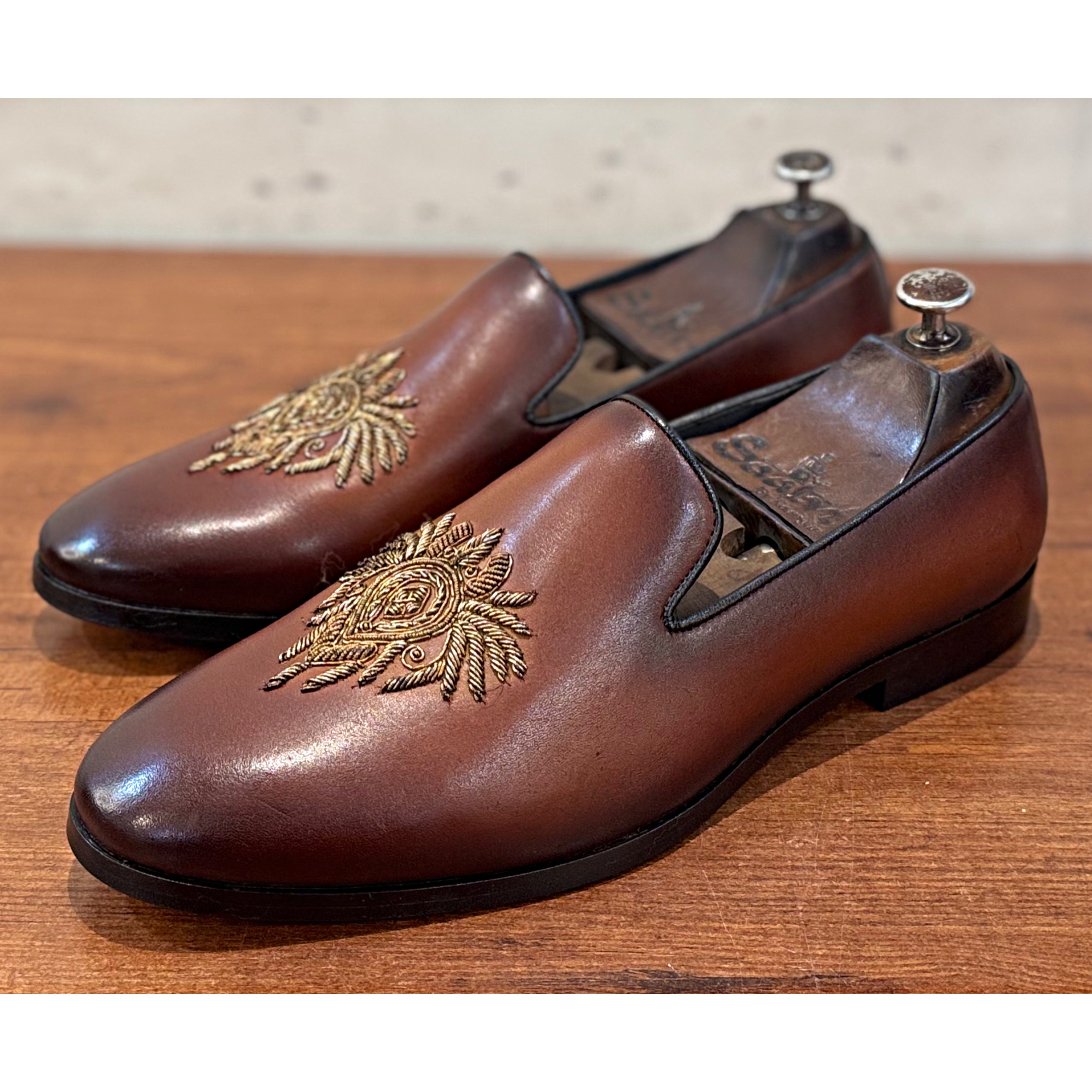 Aarambh - Embroidery Slipons Brown