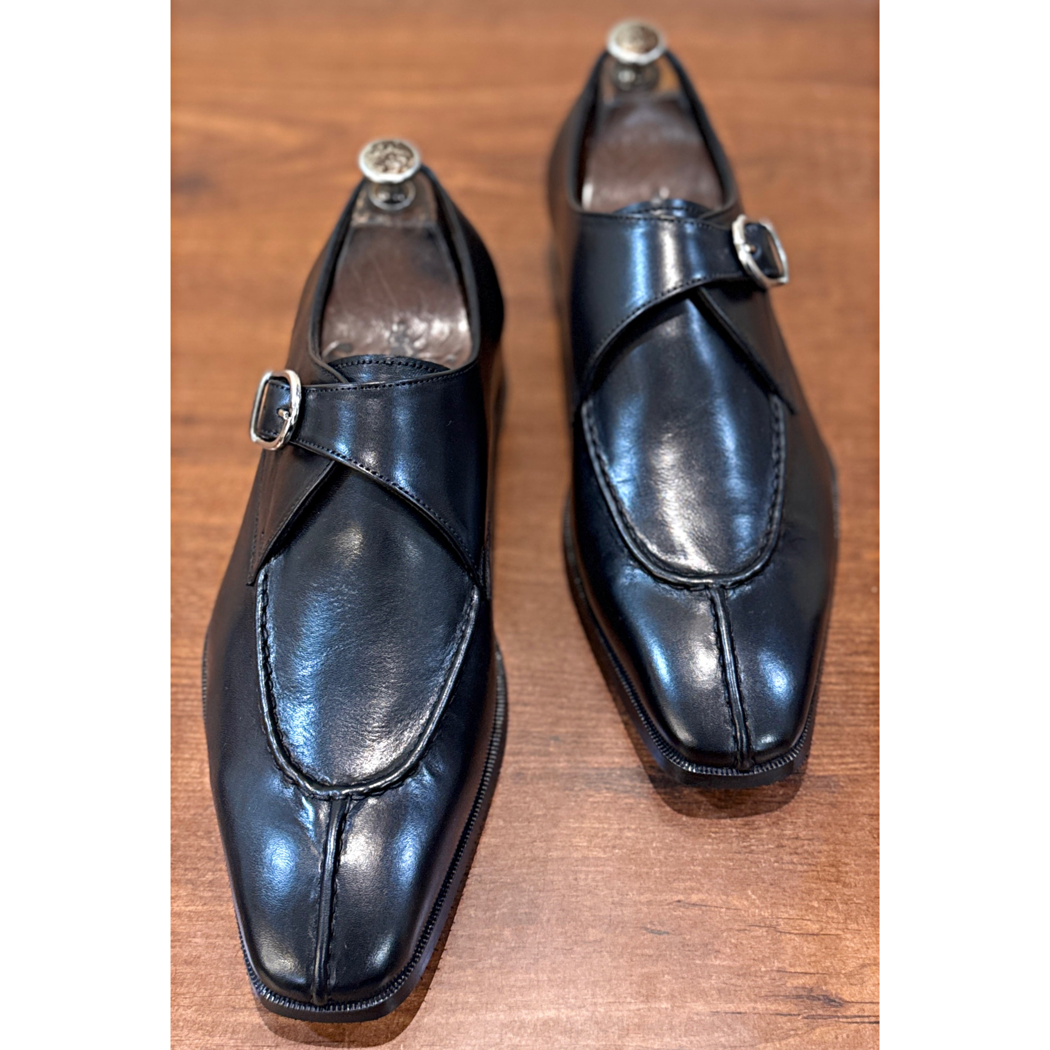 Savile Row Belgian Apron Monk Shoes – Noir Obsidian