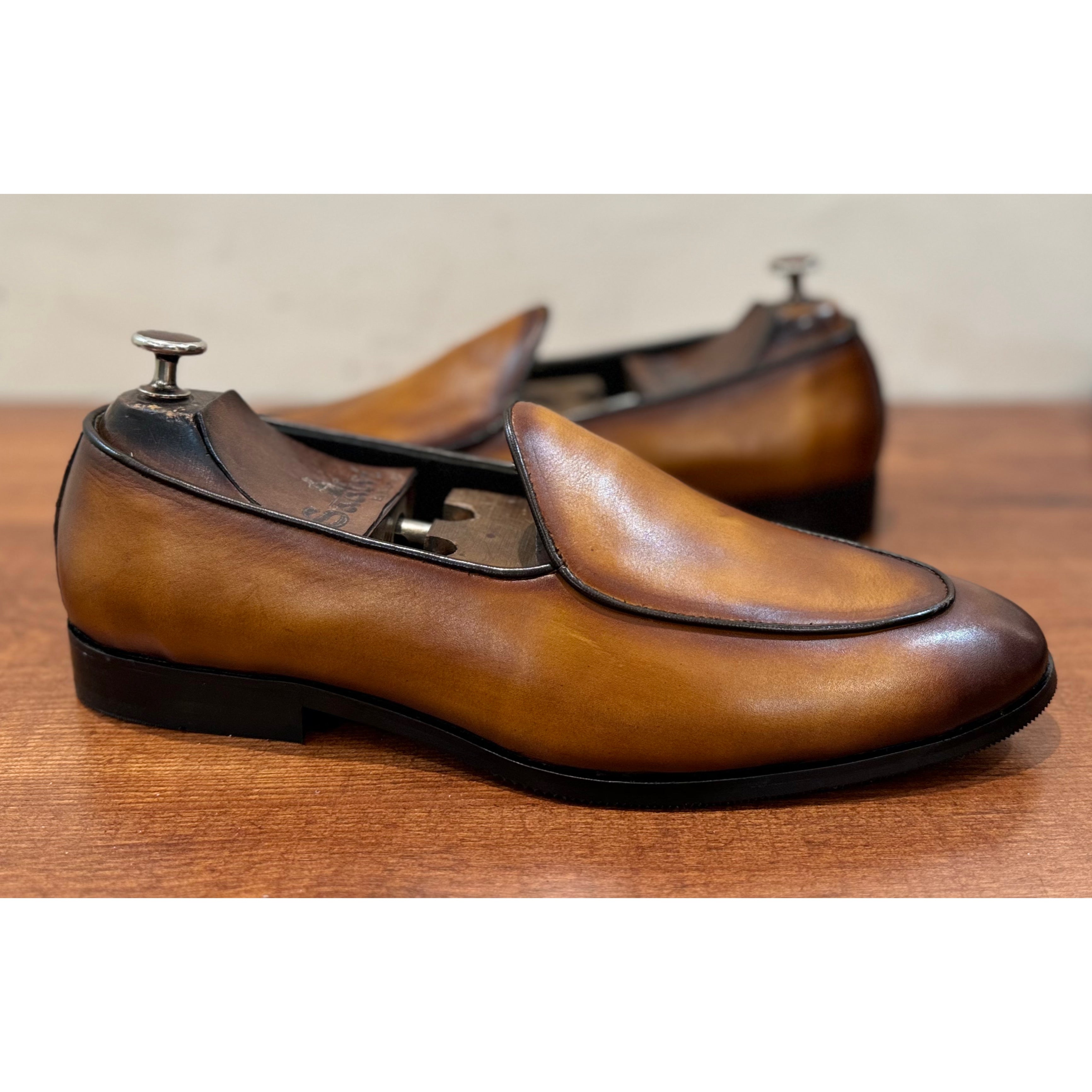 Belgian Loafers Hand Patina Finish
