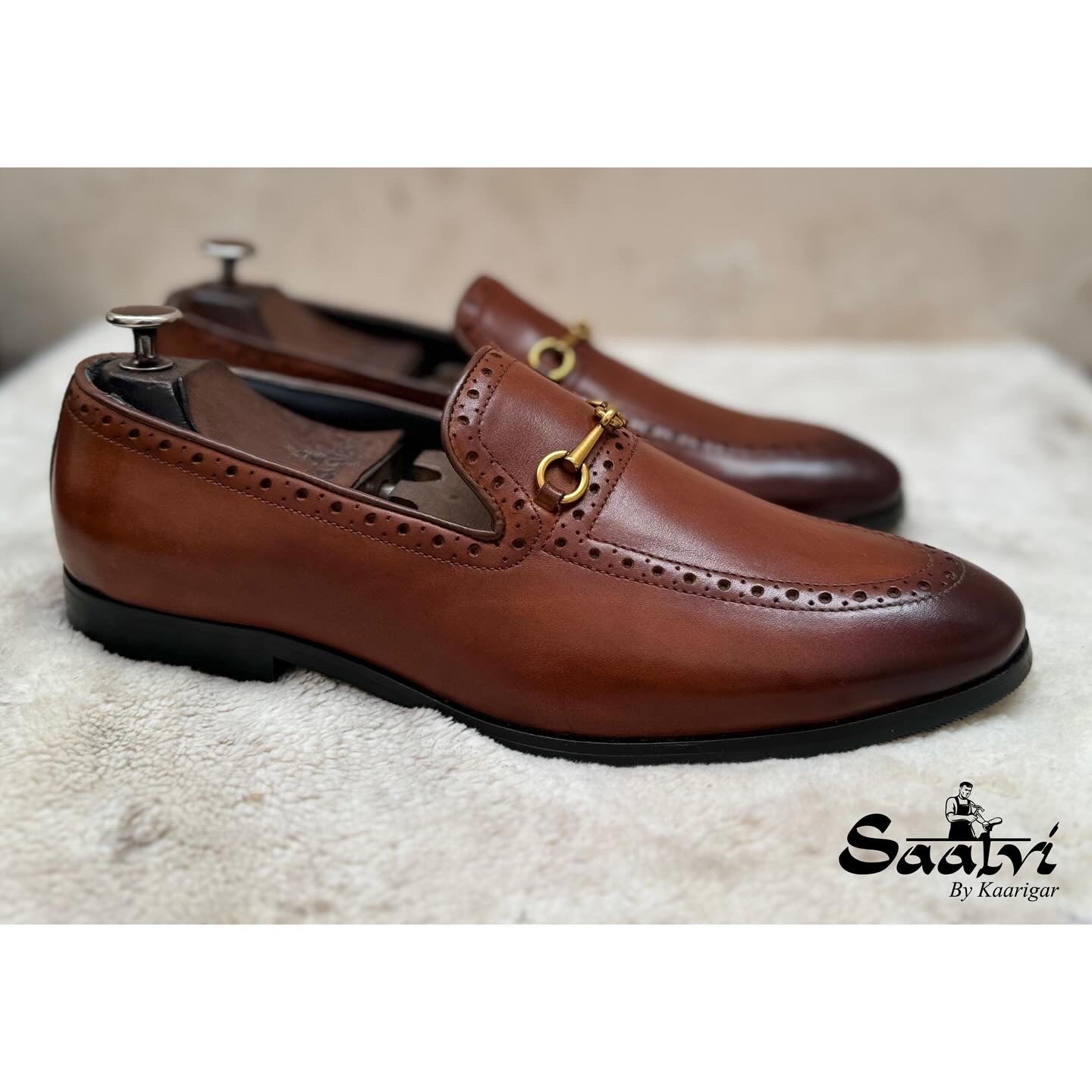 Semi Brogue Loafers Tan
