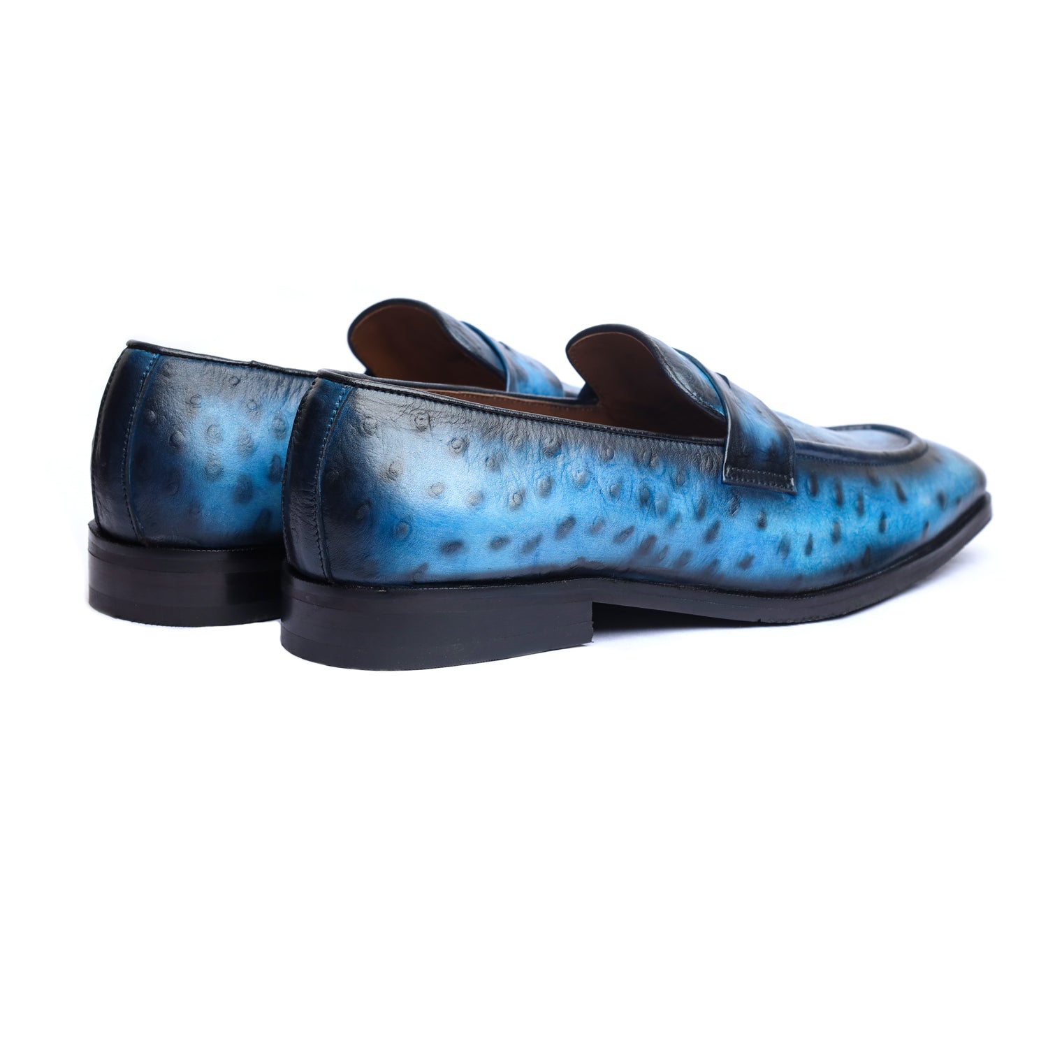 Ostrich Penny Loafers Blue