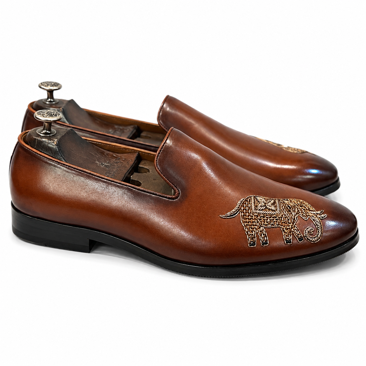 The Maharaja Elephant Slipper – Brown Luxury Embroidered Loafers