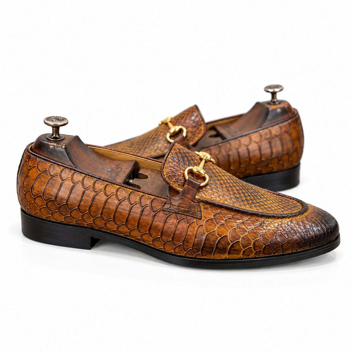 Saalvi Python Royale Horsebit Loafers