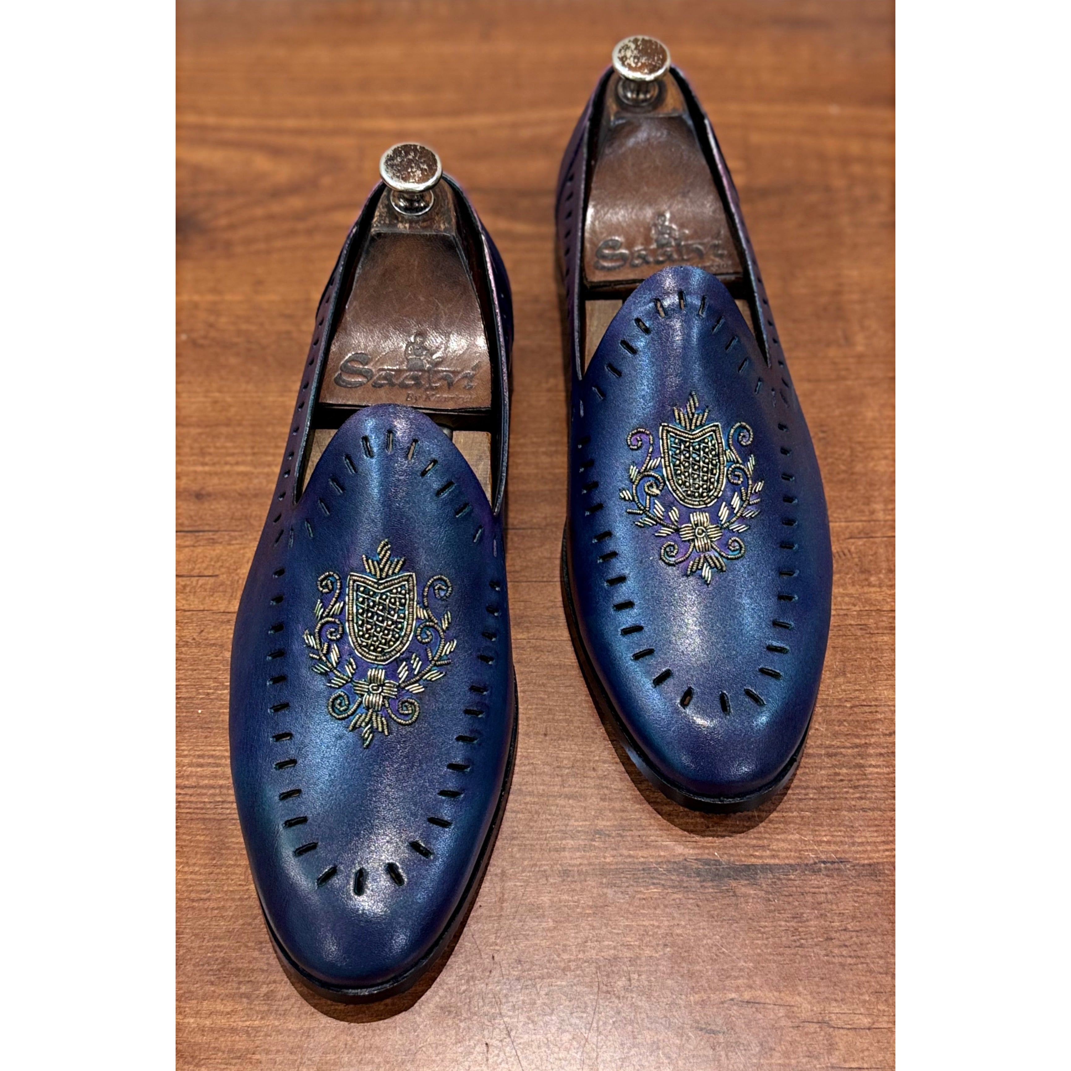 Maharaja Emblem Slip-ons Blue