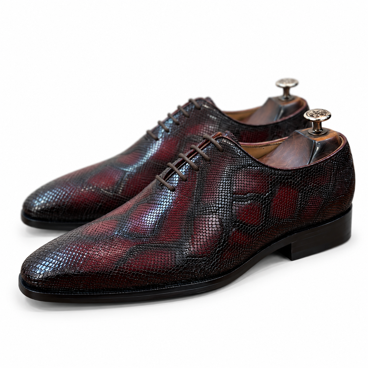 Bordeaux Noir Textured Oxford Shoes