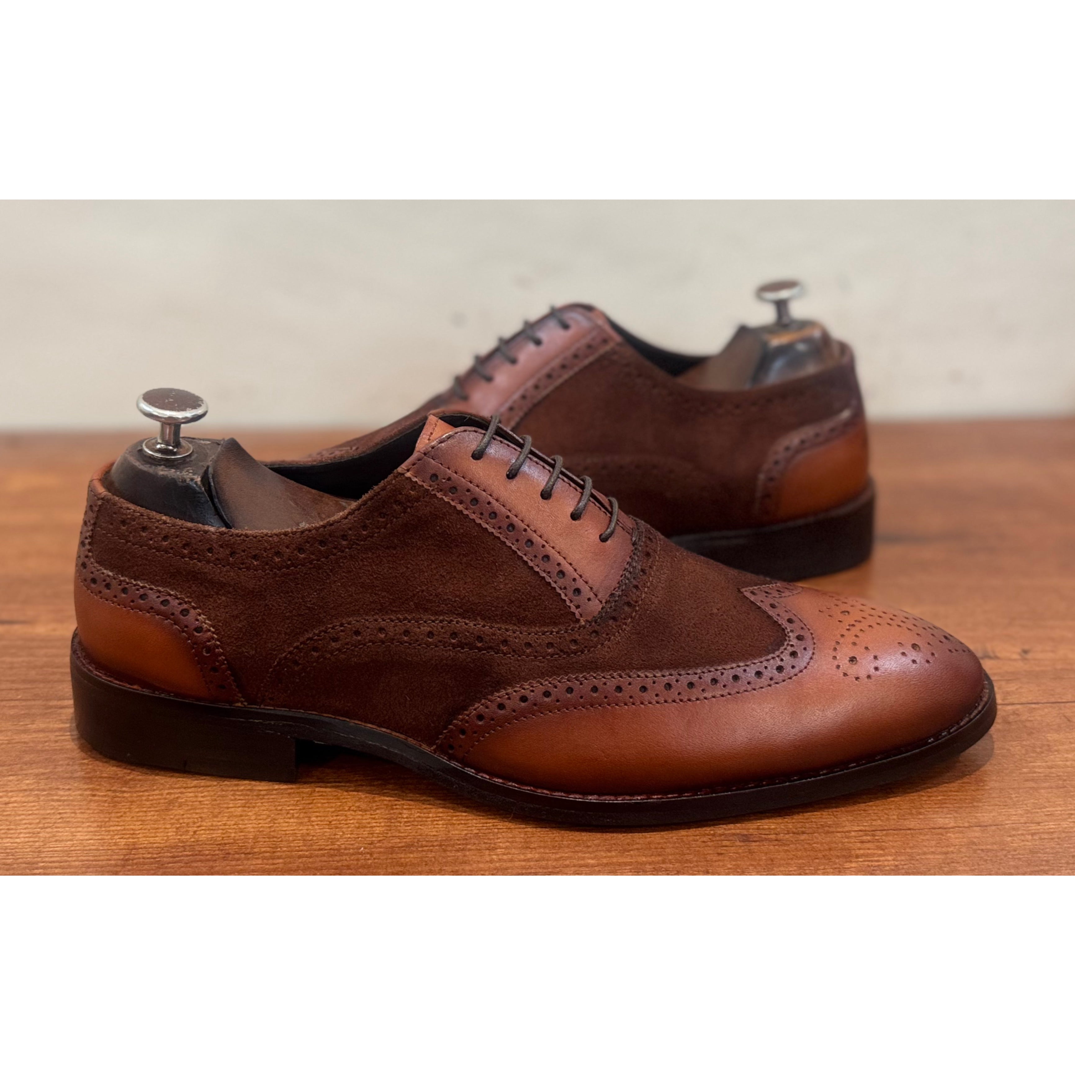 Tan Suede & Leather Oxfords