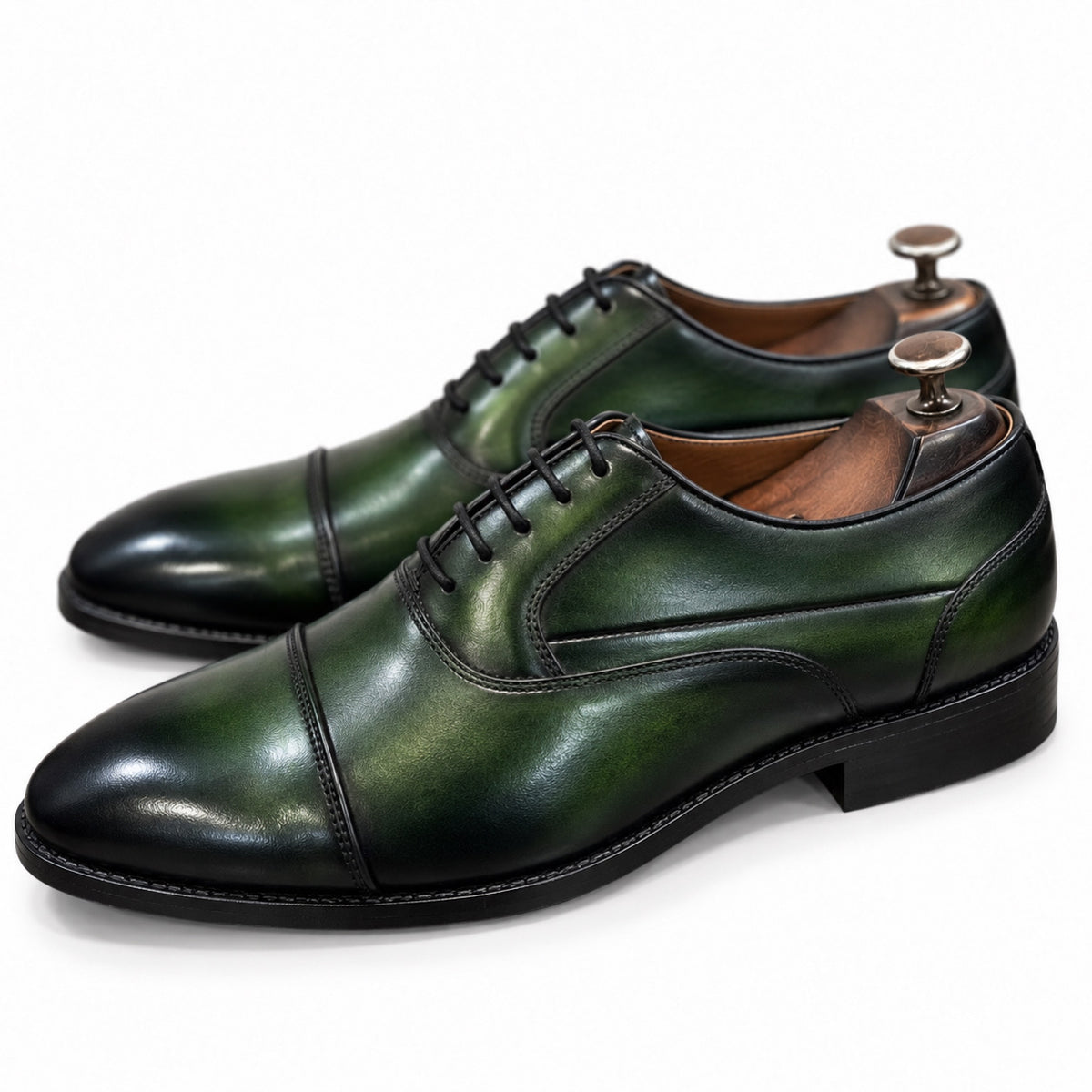 Emerald Noir Green Black Cap-Toe Oxford