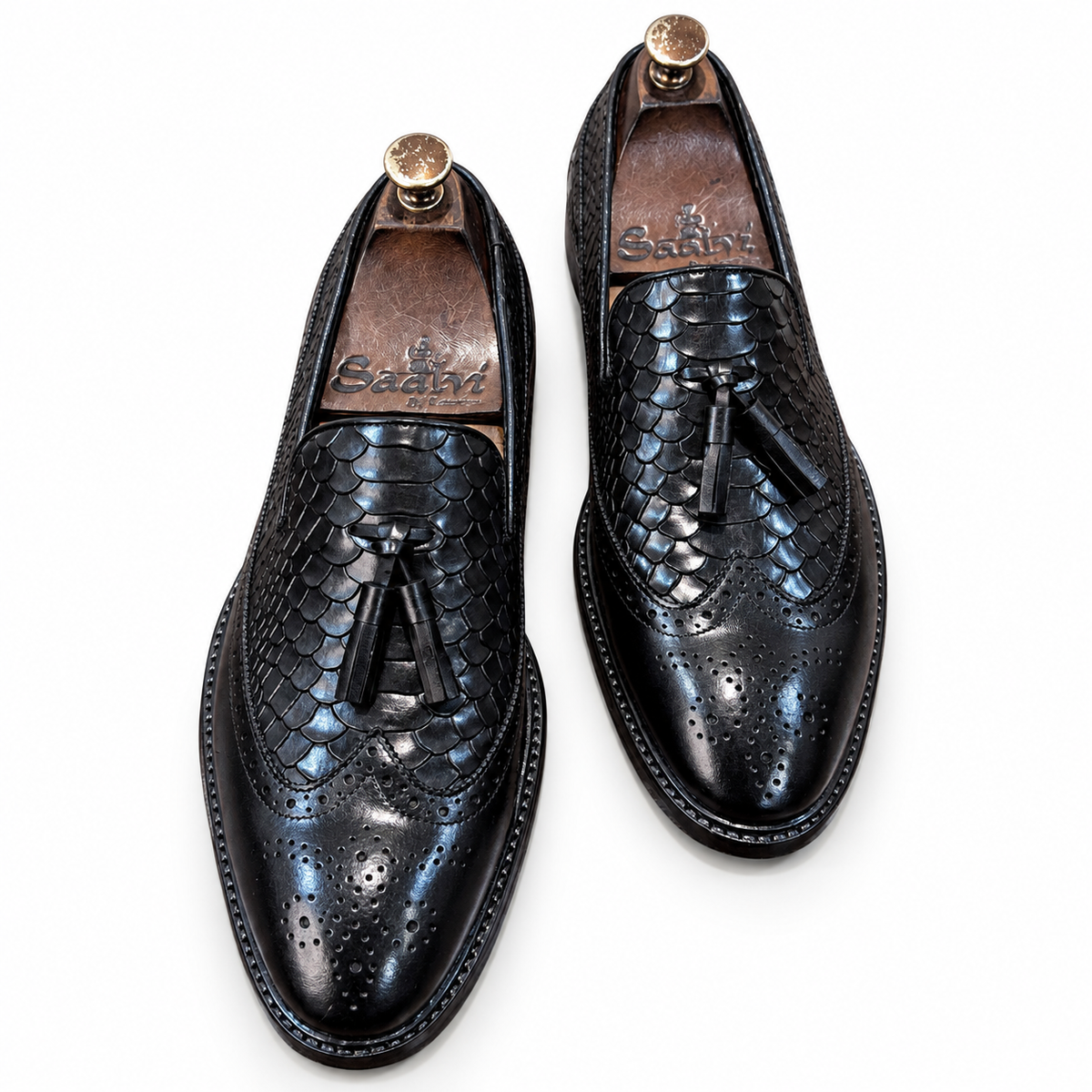 Obsidian Twin-Texture Wingtip Loafers