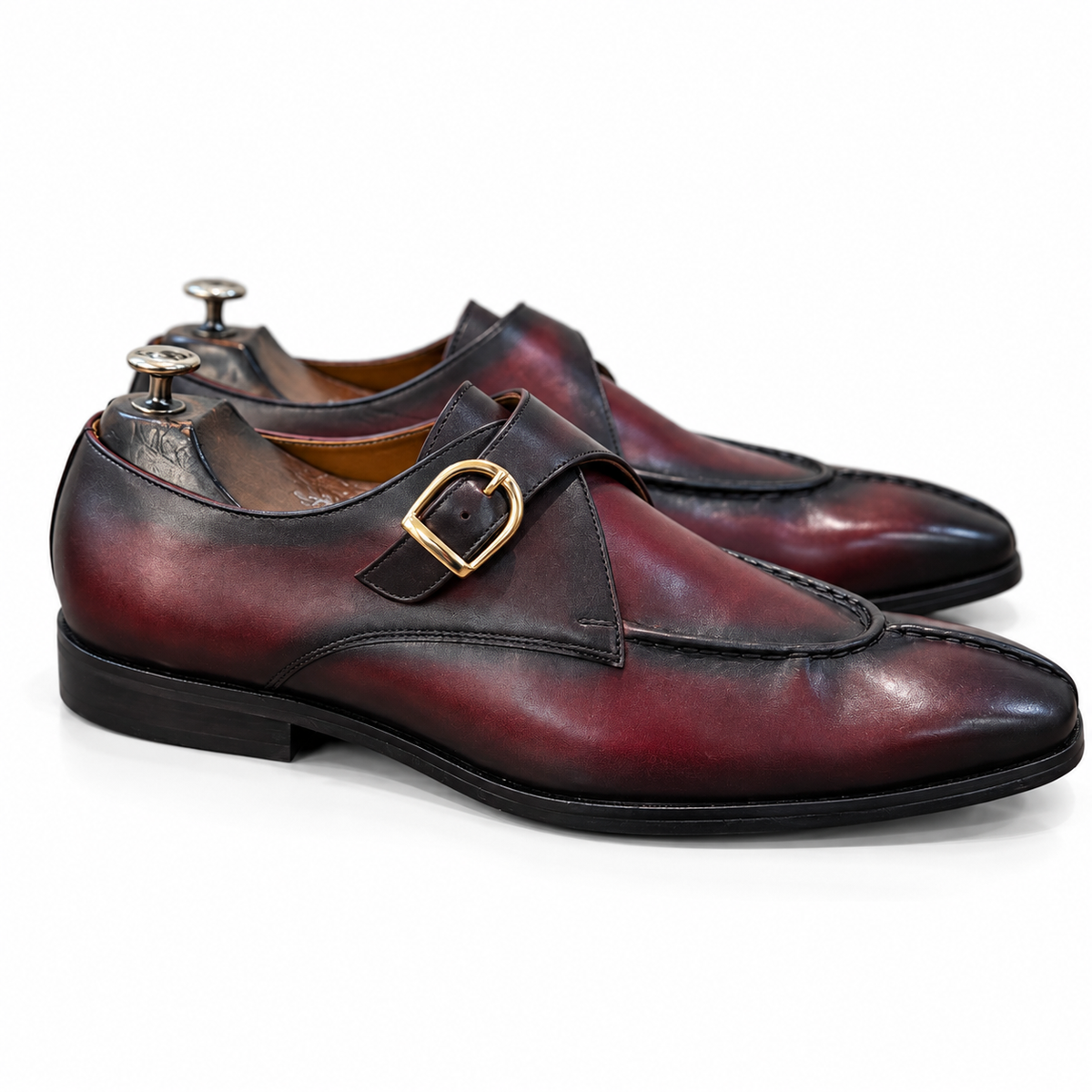 Aureate Cognac Patina Single Monk Strap