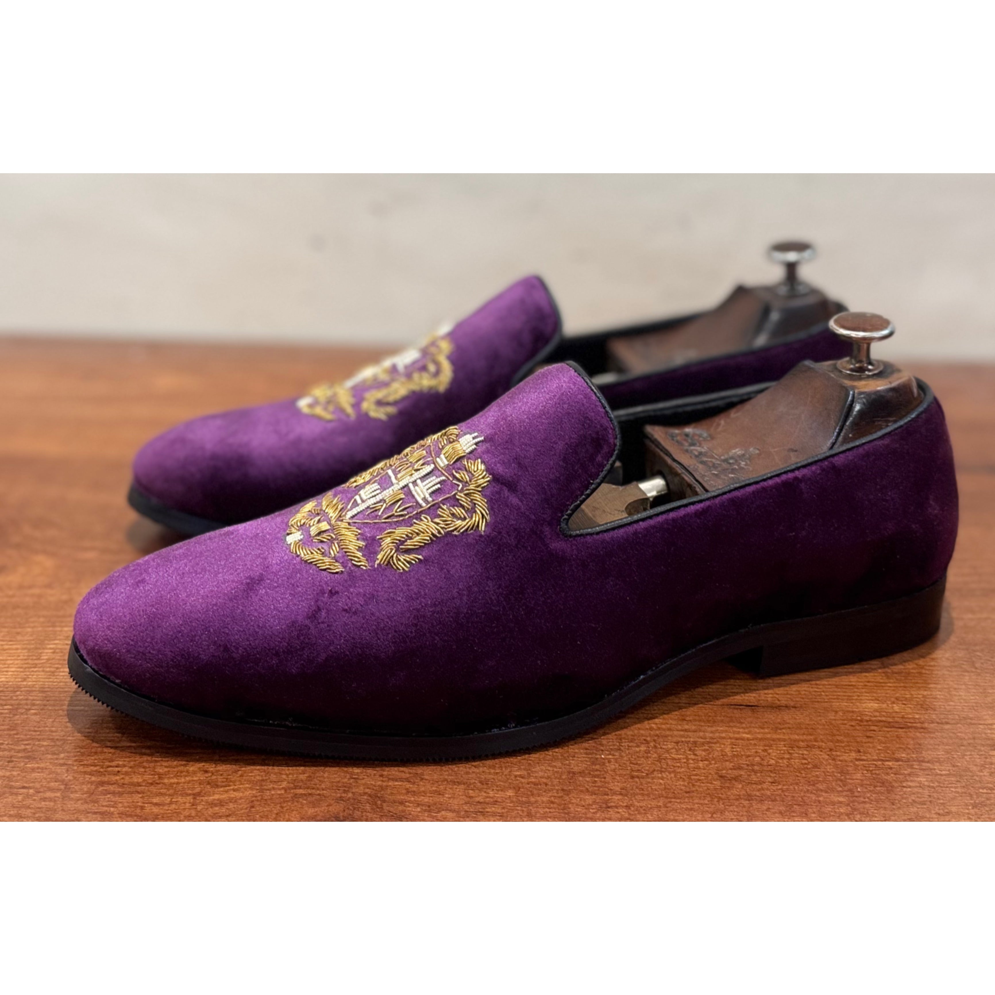 Purple Slipons Zardosi Embroidery