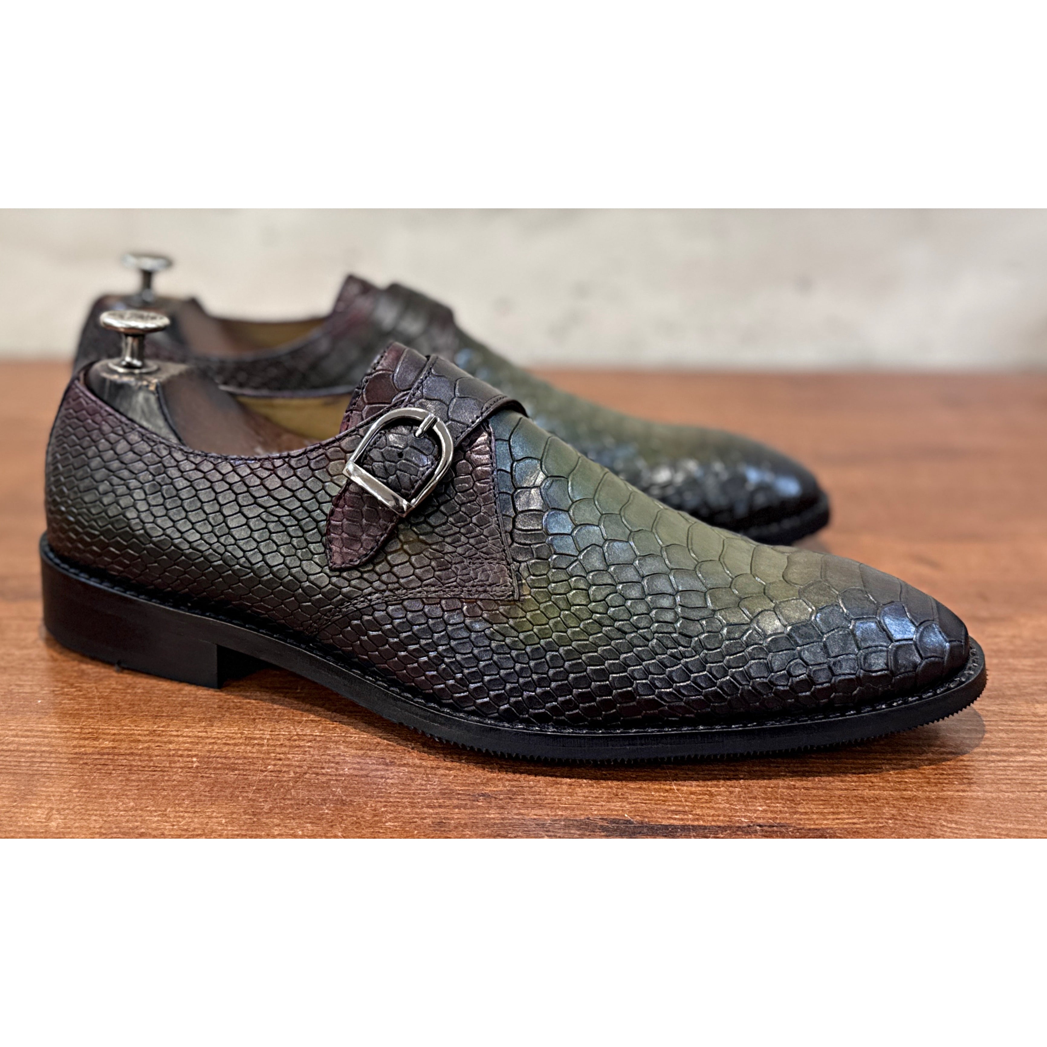 Emerald Python Single Monk Shoes