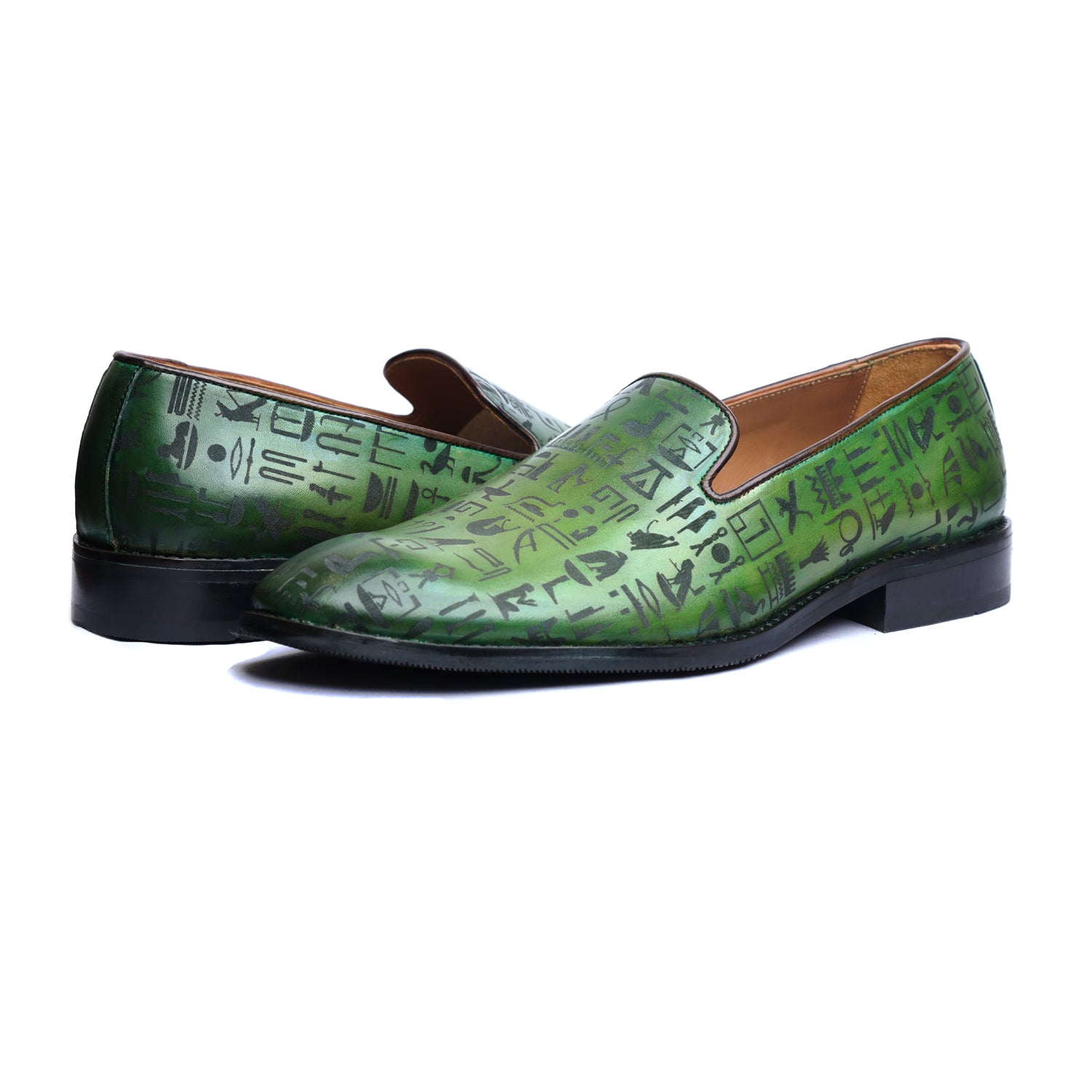Amber Hand Patina Loafers Green