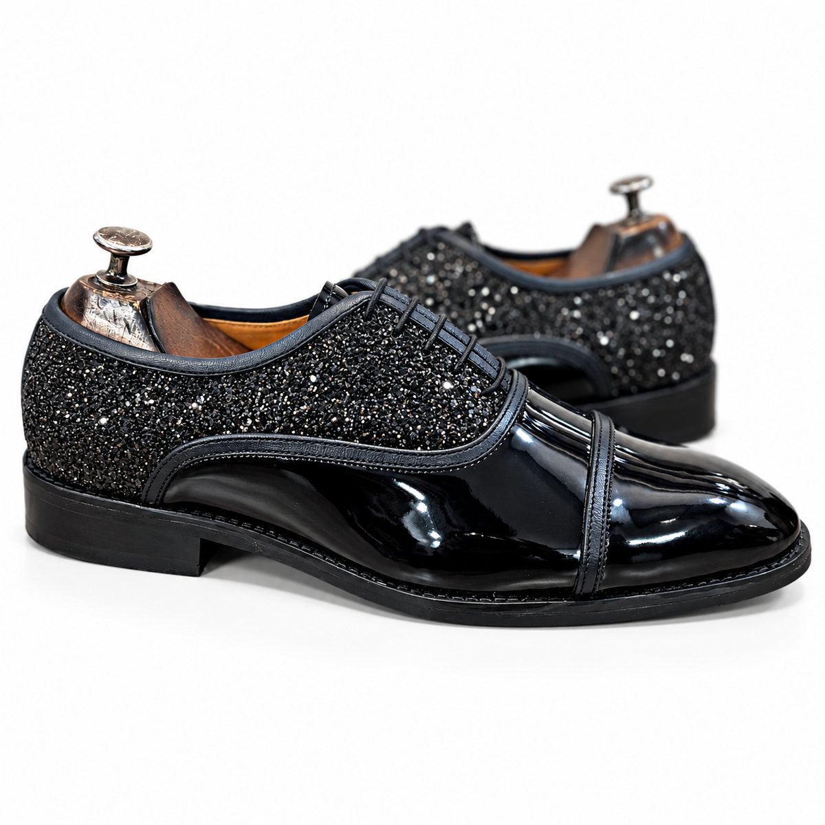 Noir Éclat Crystal Patent Oxfords