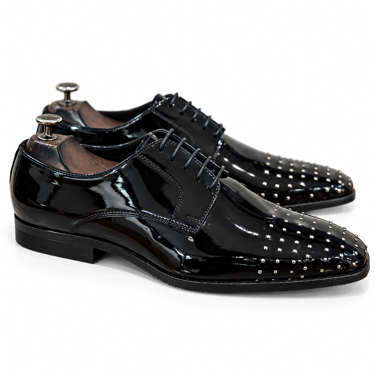Starlit Noir Studded Patent Derby