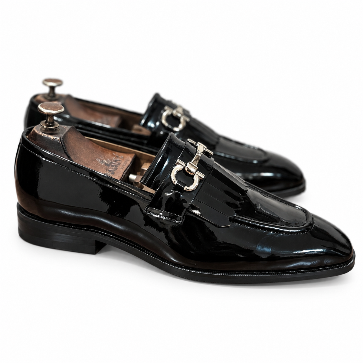 Noir Éclat Fringed Horsebit Loafers