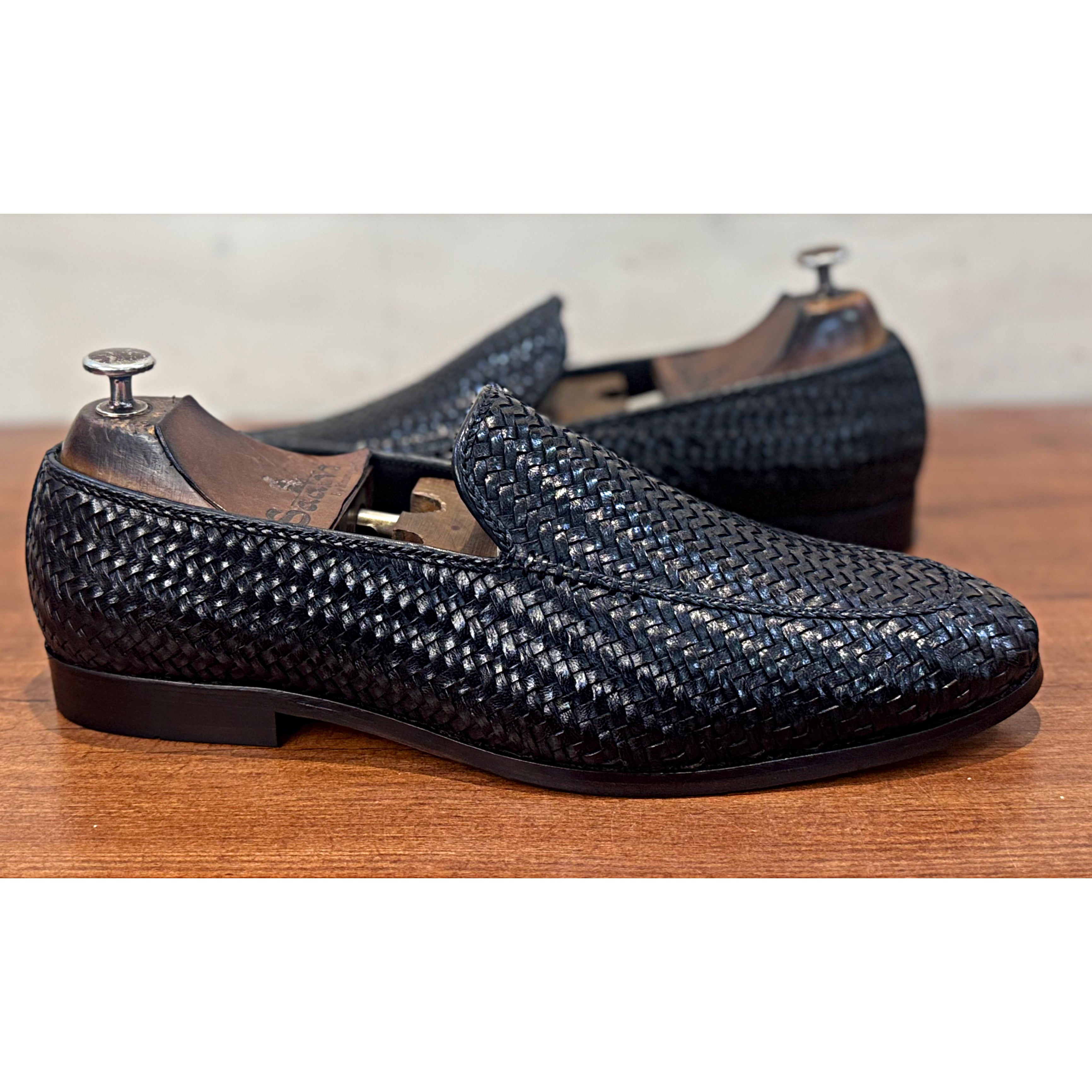 Black Handwoven Loafers