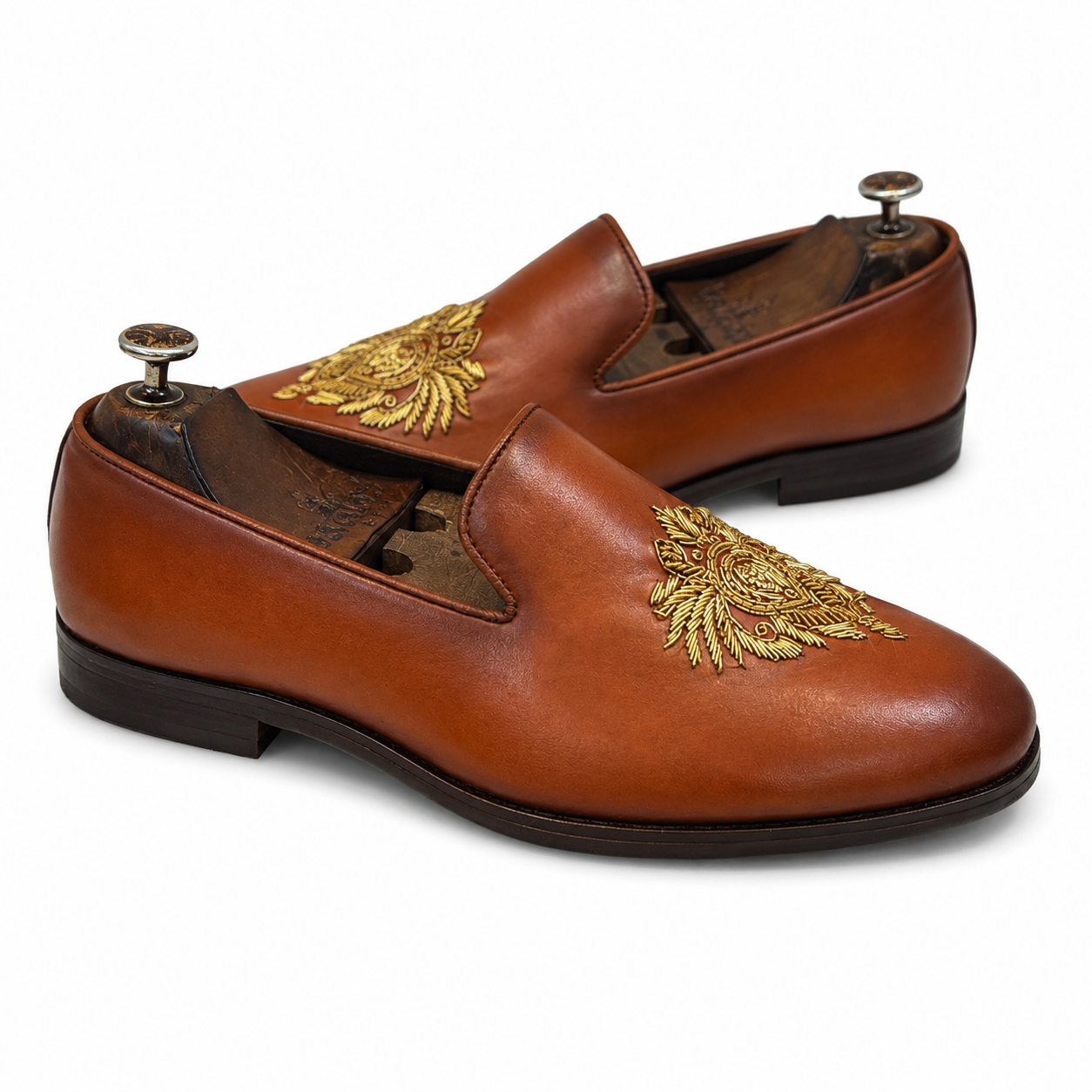 Aarambh - Embroidery Slipons Tan