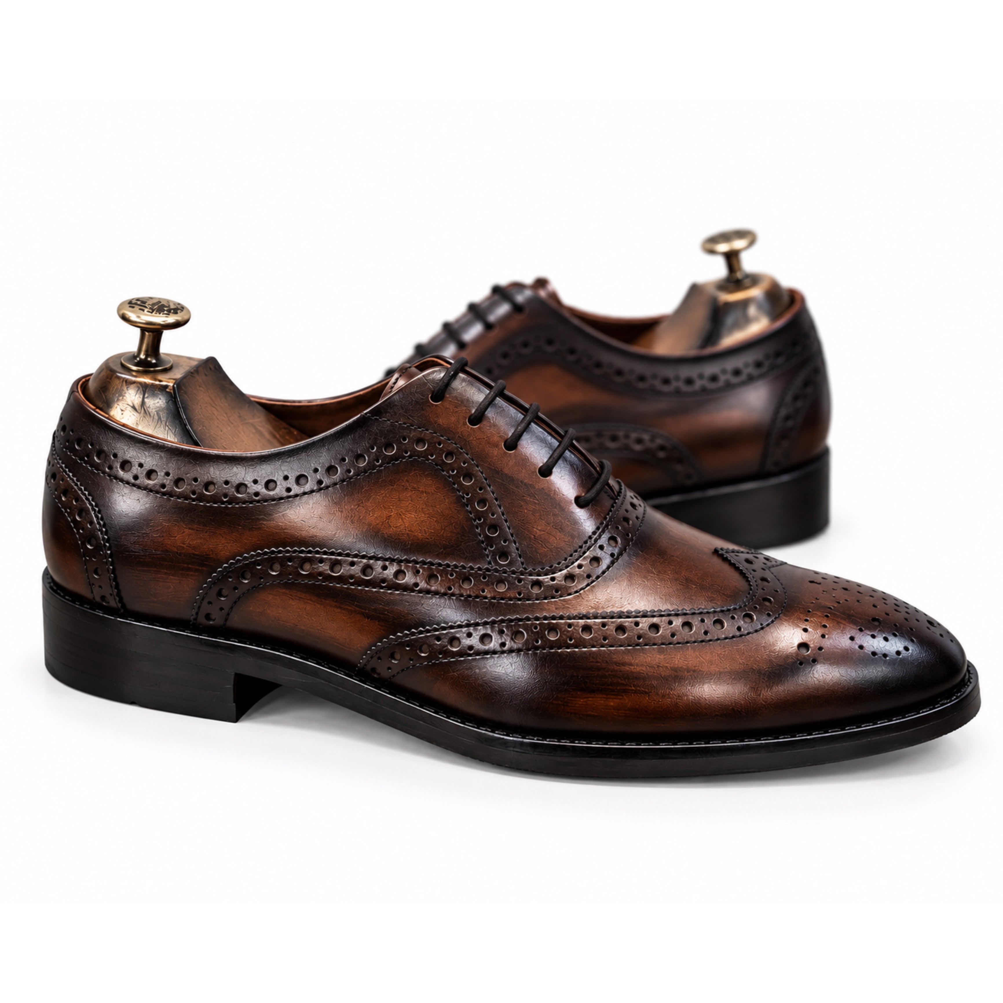 Dark Brown Imperial Hand-Patina Wingtip Oxford Shoes
