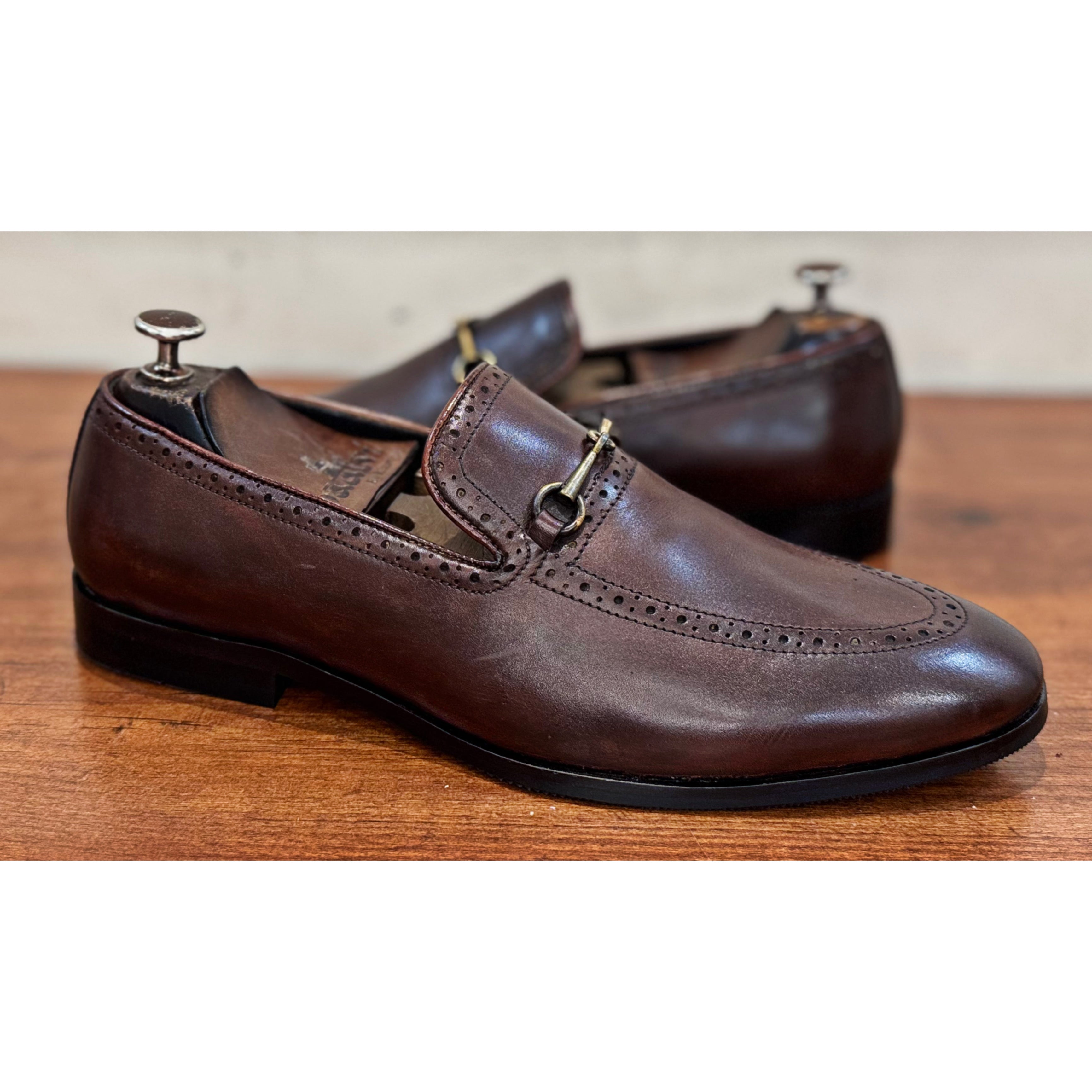 Semi Brogue Loafers Brown