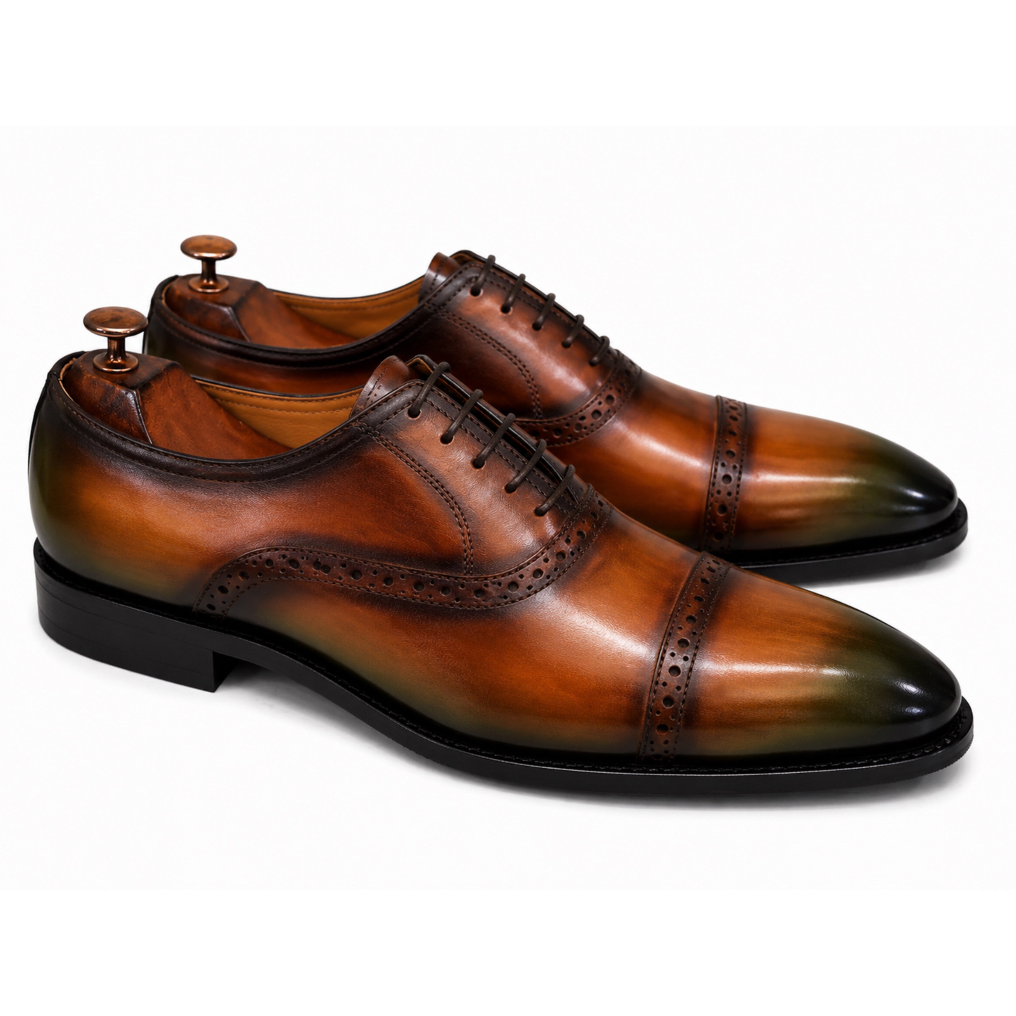 Verdant Monarch Cap-Toe Oxfords