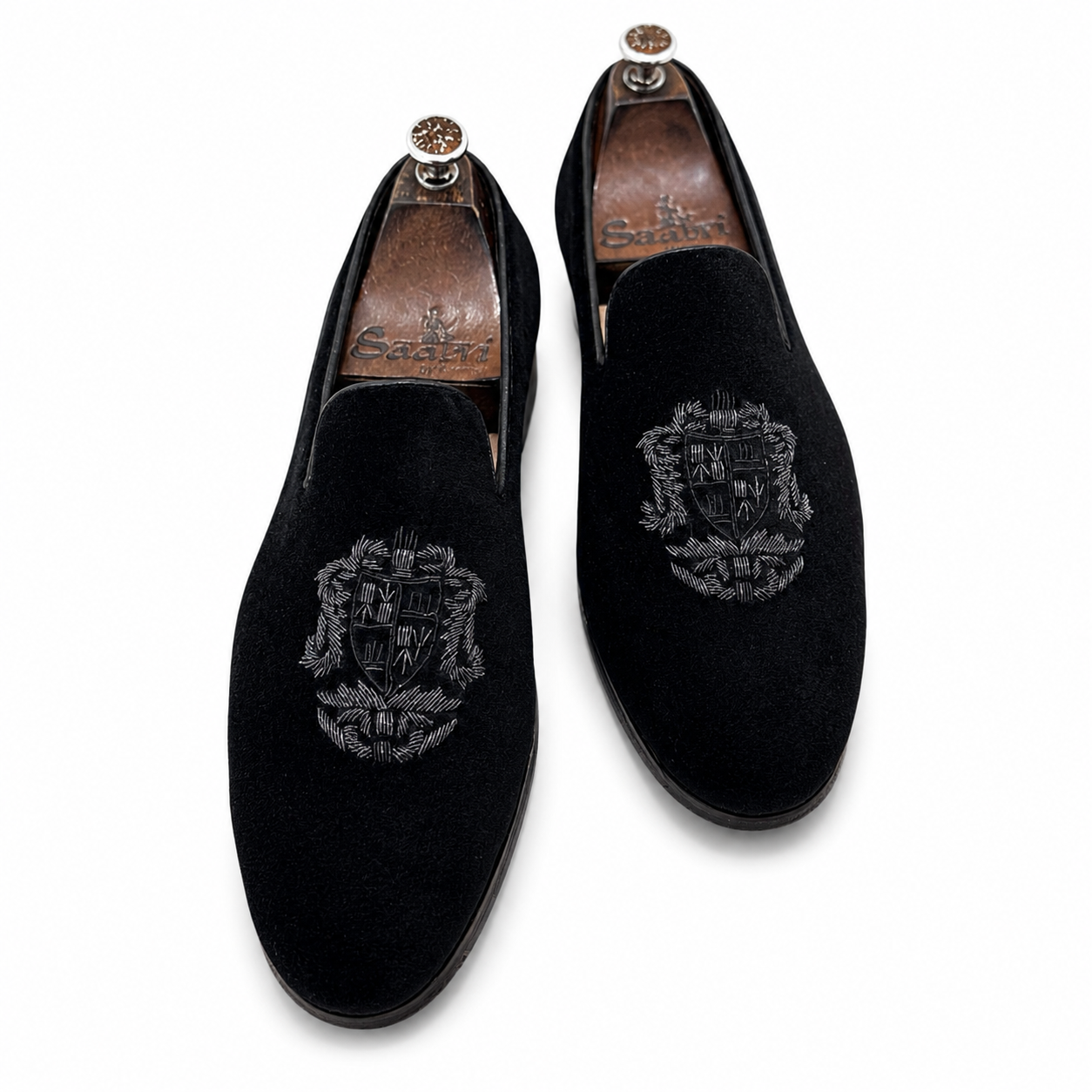 Royal Black Velvet Slipons